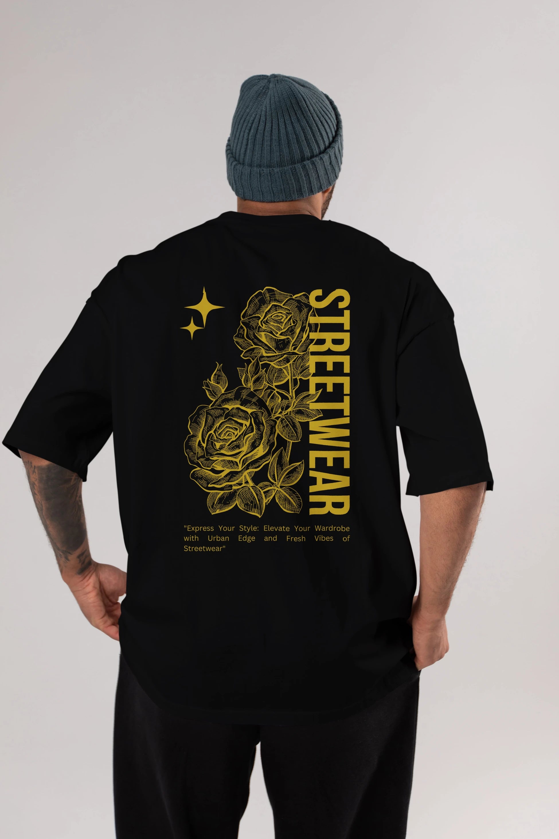 Minimalist Streetwear Arka Baskılı Oversize t-shirt Erkek Kadın Unisex