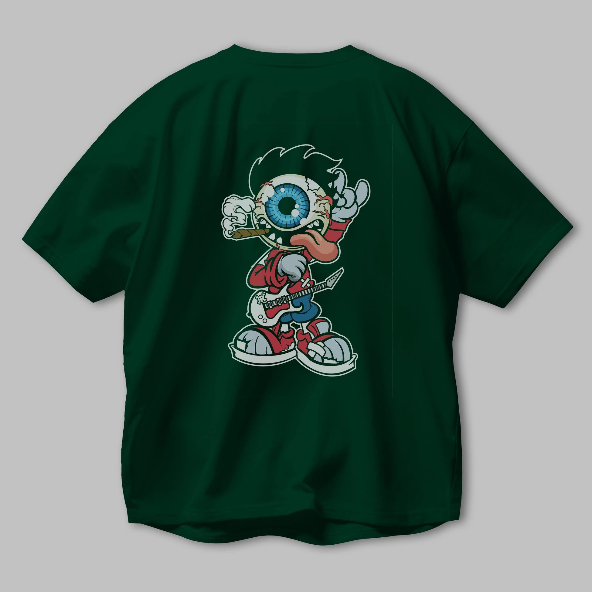 Eyeball Rockstar Arka Baskılı Oversize t-shirt Erkek Kadın Unisex %100 Pamuk tişort