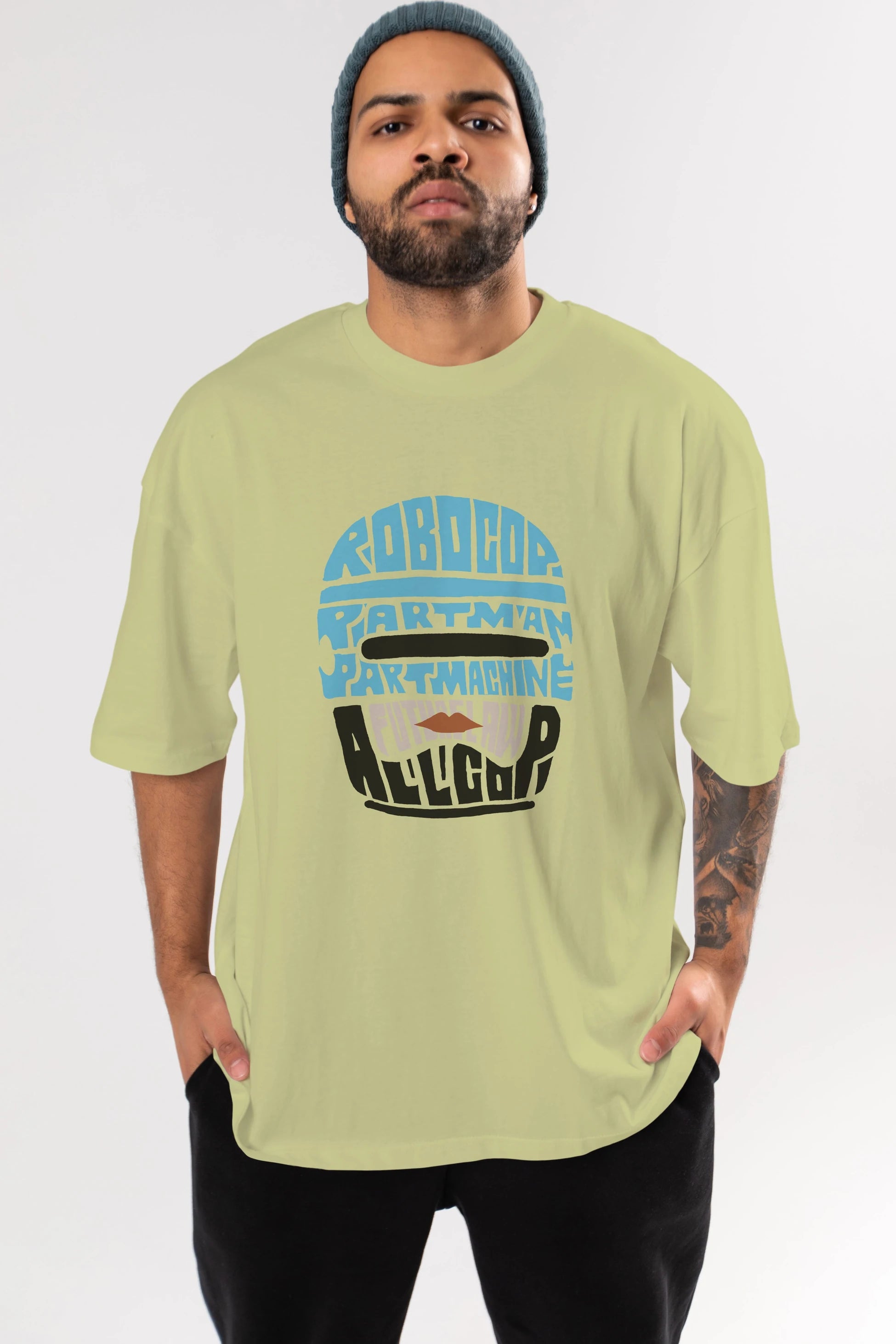 Robocop Ön Baskılı Oversize t-shirt %100 pamuk Erkek Kadın Unisex