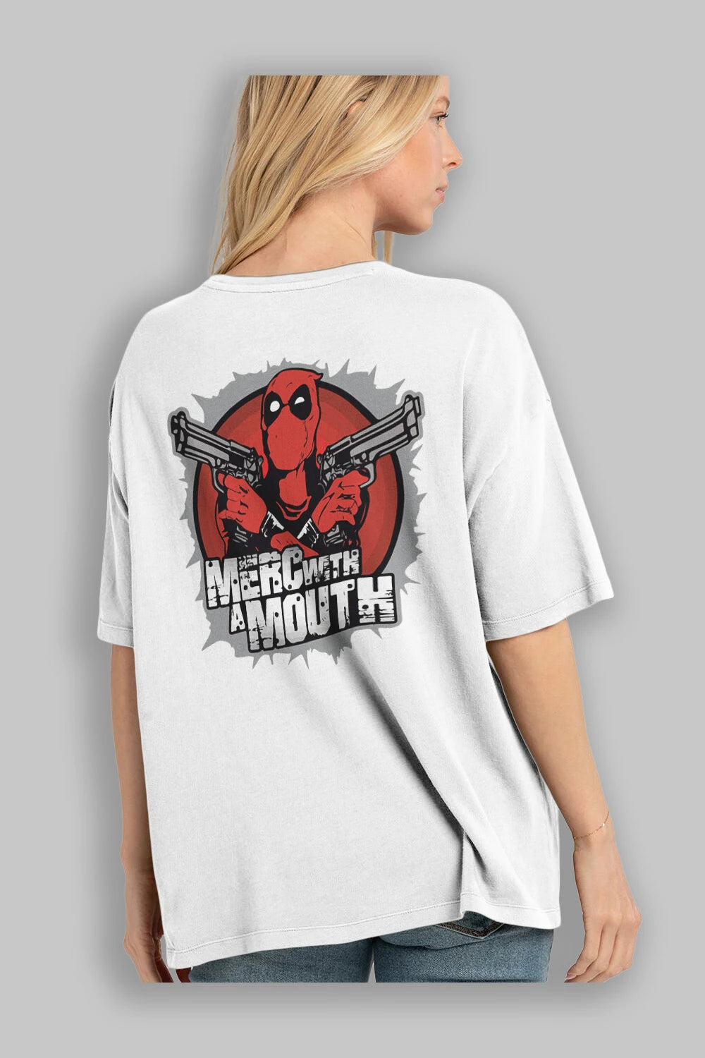 Deadpool (13) Arka Baskılı Oversize t-shirt Erkek Kadın Unisex %100 Pamuk Bisiklet Yaka tişort