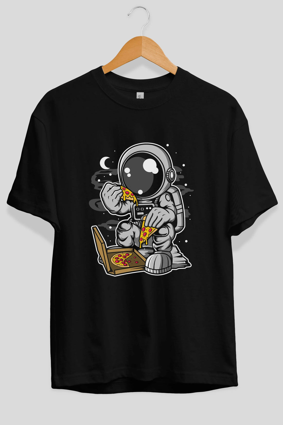 Astronaut Pizza Ön Baskılı Oversize t-shirt Erkek Kadın Unisex