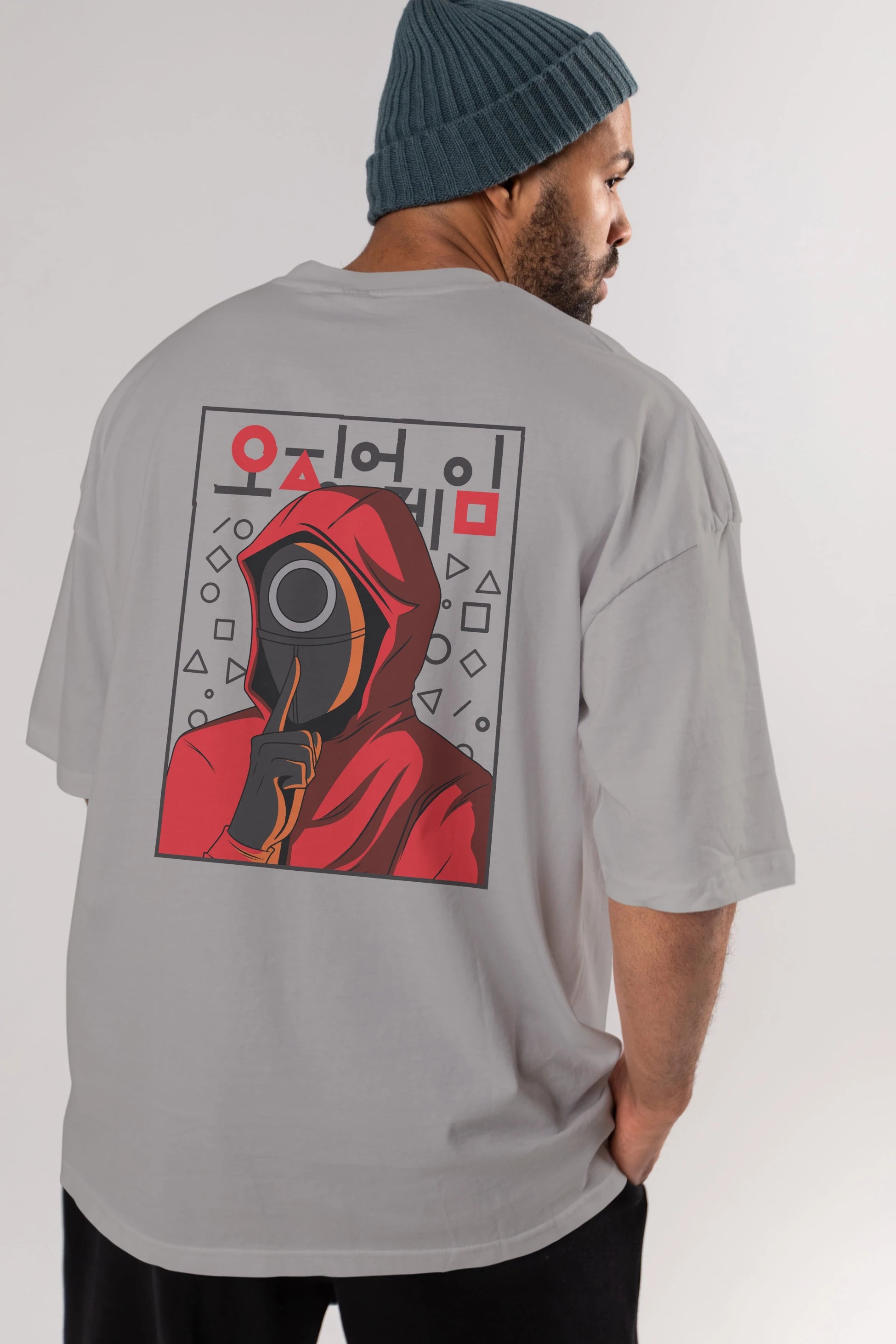 Squid Game (5) Arka Baskılı Oversize t-shirt Erkek Kadın Unisex %100 Pamuk Bisiklet Yaka tişort