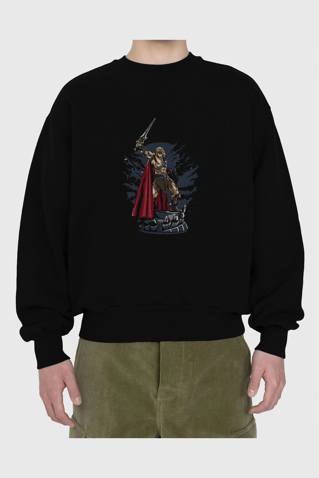 Warrior Ön Baskılı Oversize Sweatshirt Erkek Kadın Unisex