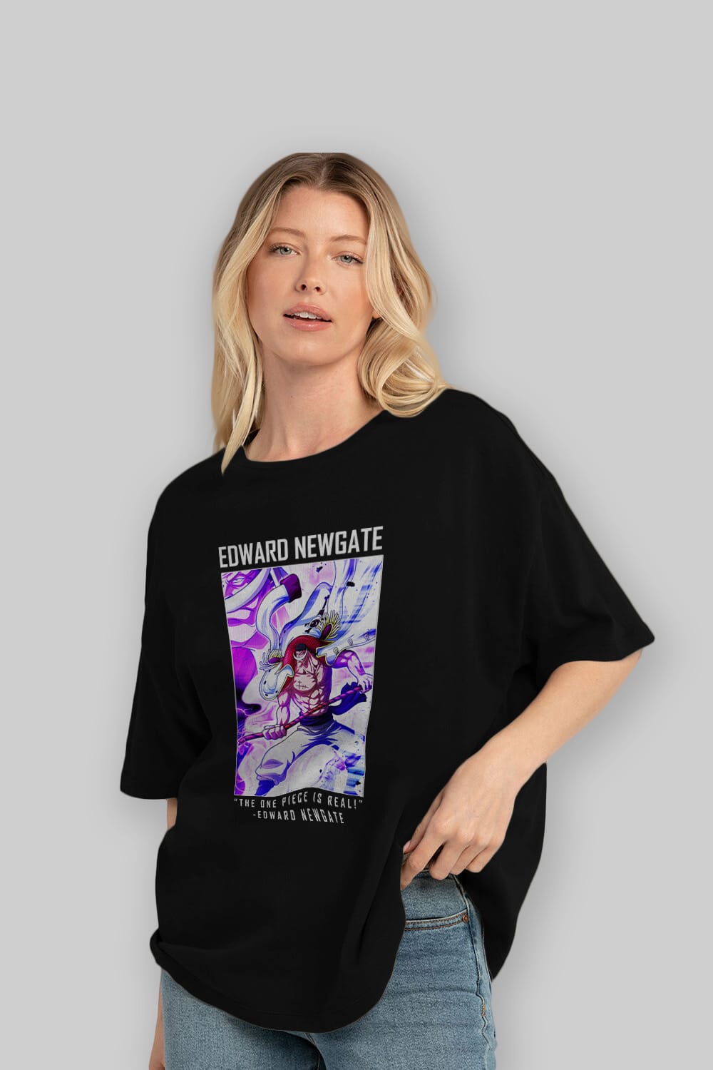 Edward Newgate Arka Baskılı Anime Oversize Sweatshirt Erkek Kadın Unisex