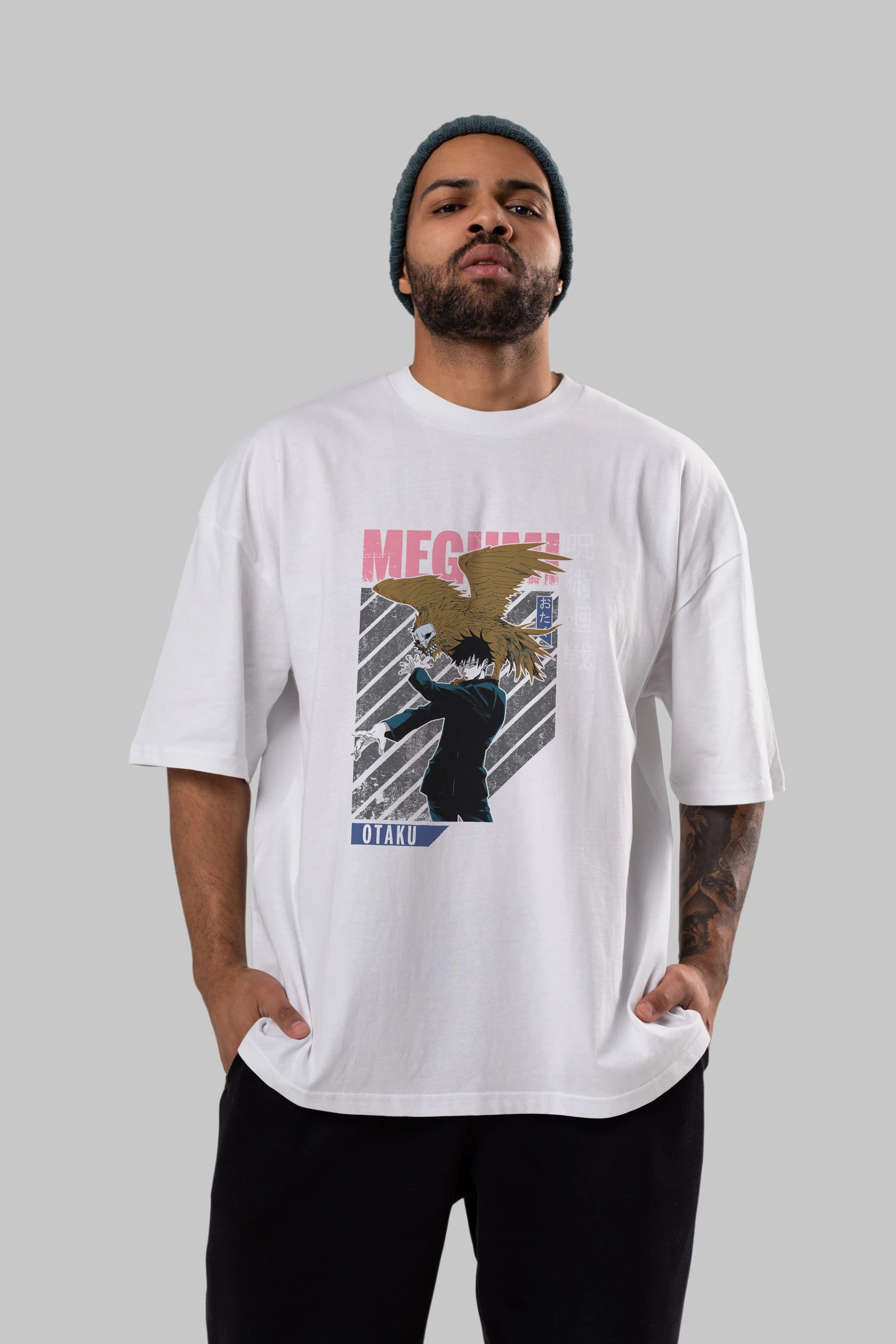 Megumi Fushiguro 2 Anime Ön Baskılı Oversize t-shirt %100 pamuk Erkek Kadın Unisex