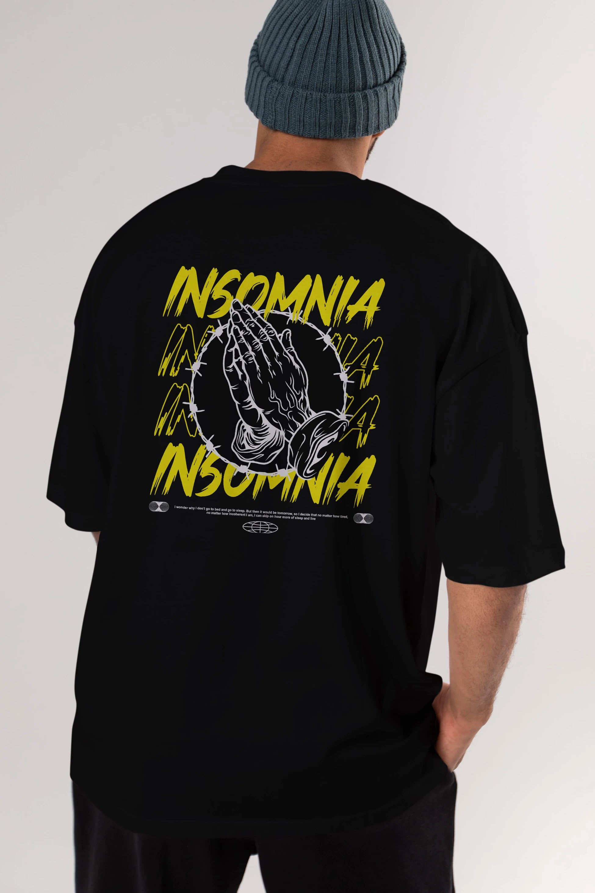 Insomnia Streetwear Arka Baskılı Oversize t-shirt Erkek Kadın Unisex