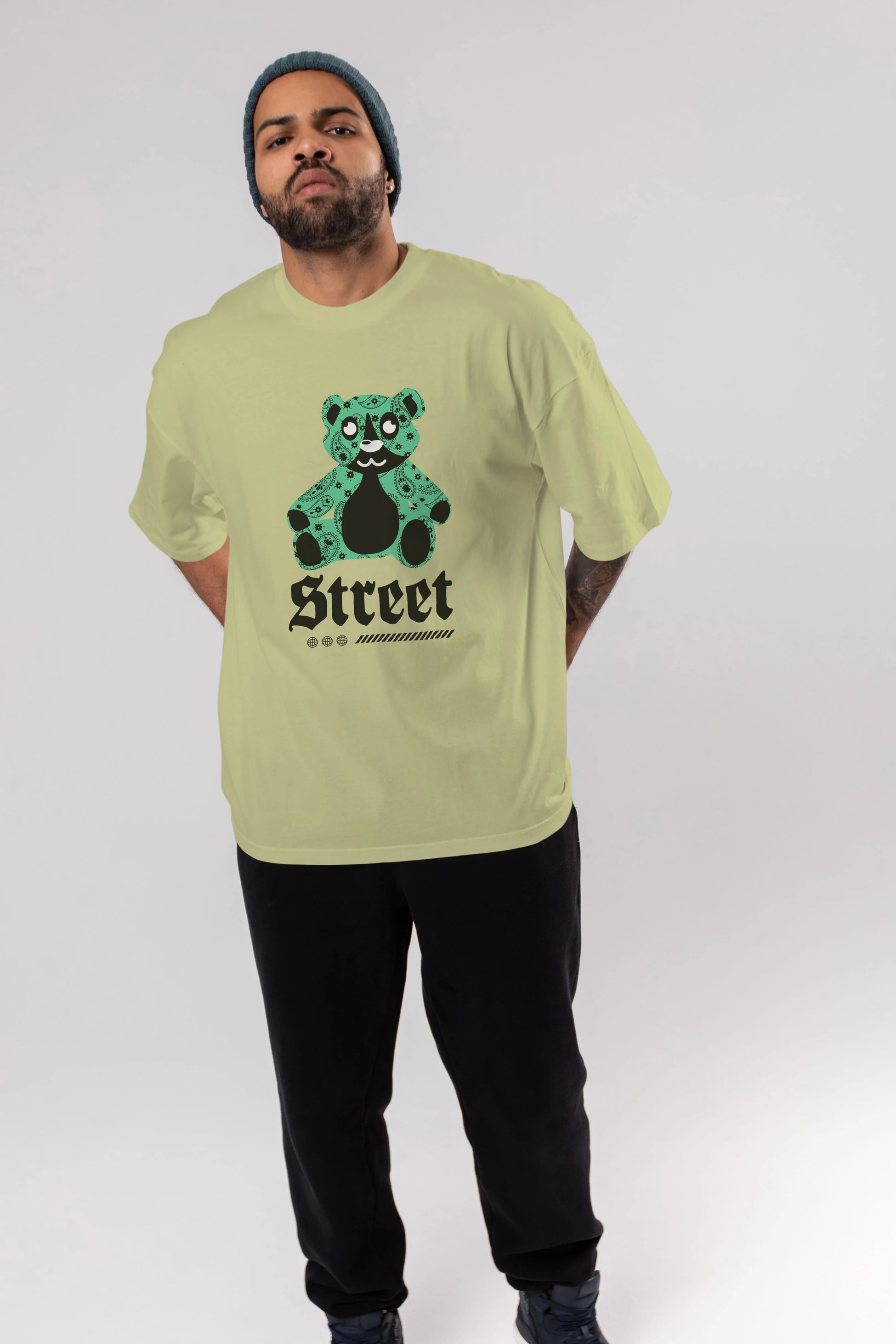 Street Bear Ön Baskılı Oversize t-shirt Erkek Kadın Unisex