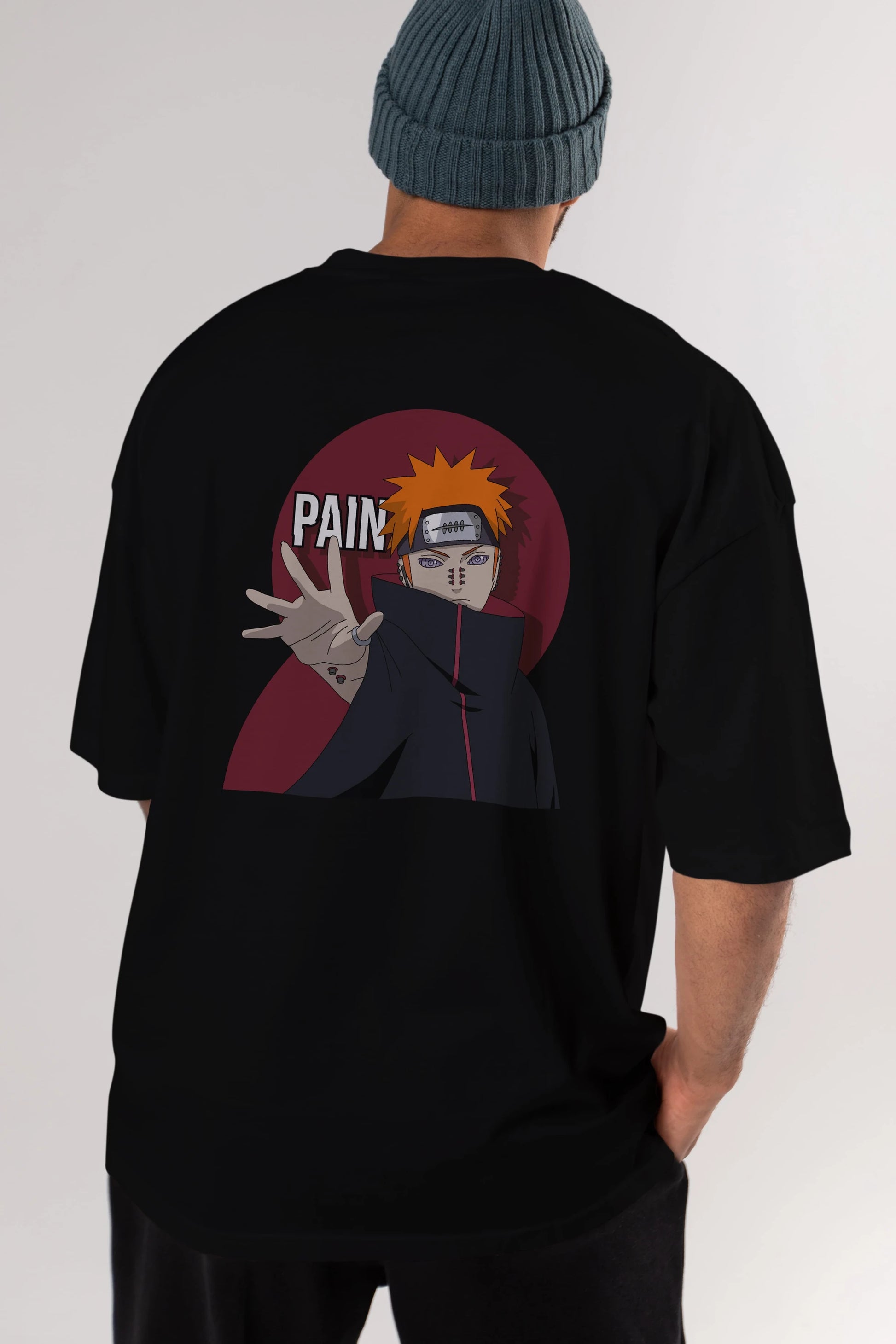 PAIN NARUTO Anime Arka Baskılı Oversize t-shirt Erkek Kadın Unisex