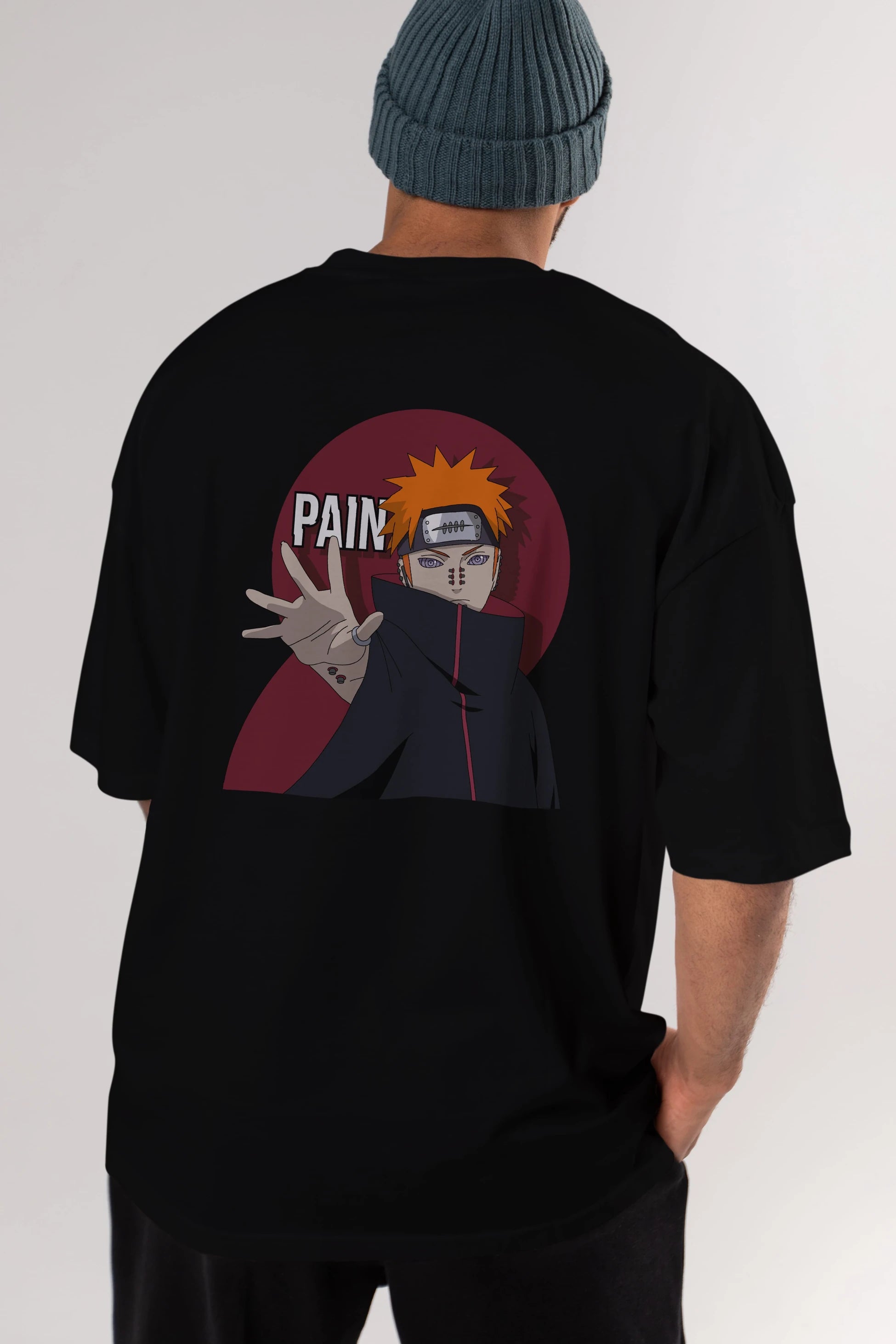 PAIN NARUTO Anime Arka Baskılı Oversize t-shirt Erkek Kadın Unisex