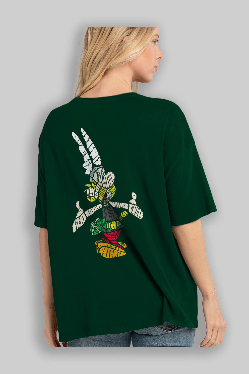 Asterix Arka Baskılı Oversize t-shirt %100 pamuk Erkek Kadın Unisex