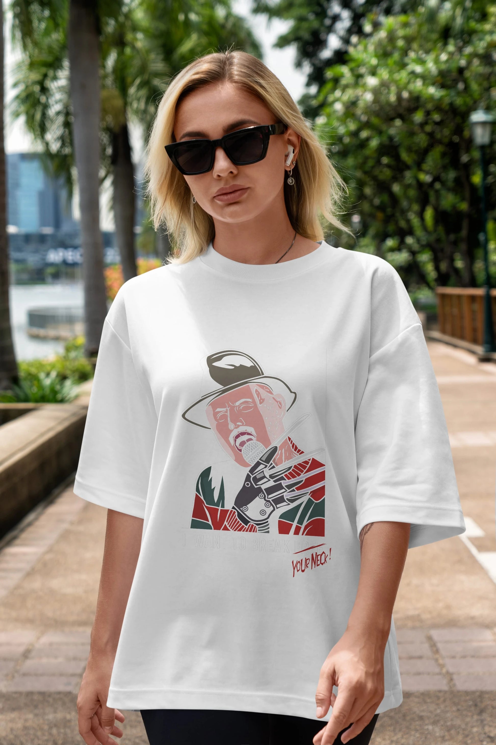Freddy Merkrueger Ön Baskılı Oversize t-shirt Erkek Kadın Unisex %100 Pamuk tişort