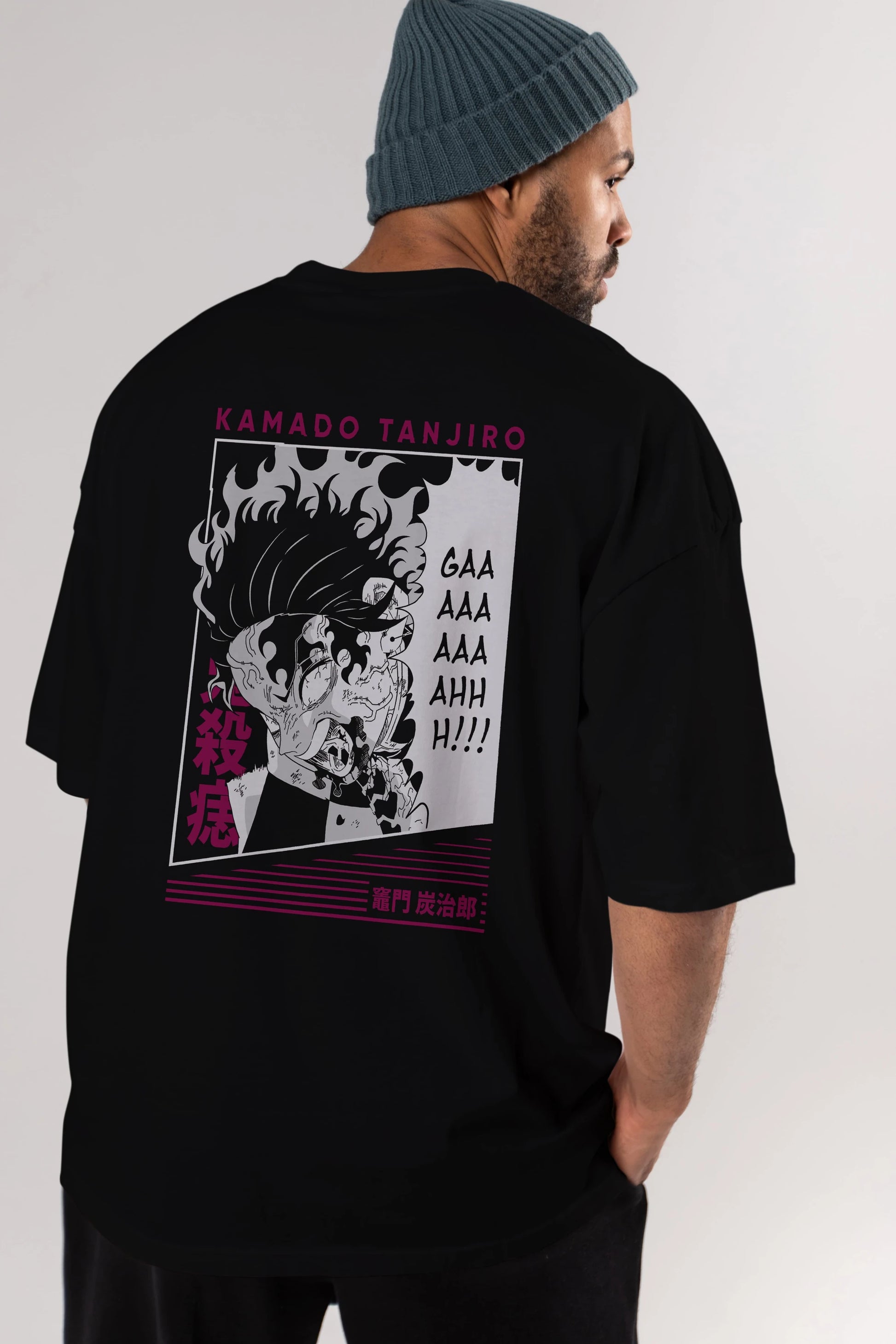 TANJIRO KAMADO 3 Anime Arka Baskılı Oversize t-shirt Erkek Kadın Unisex