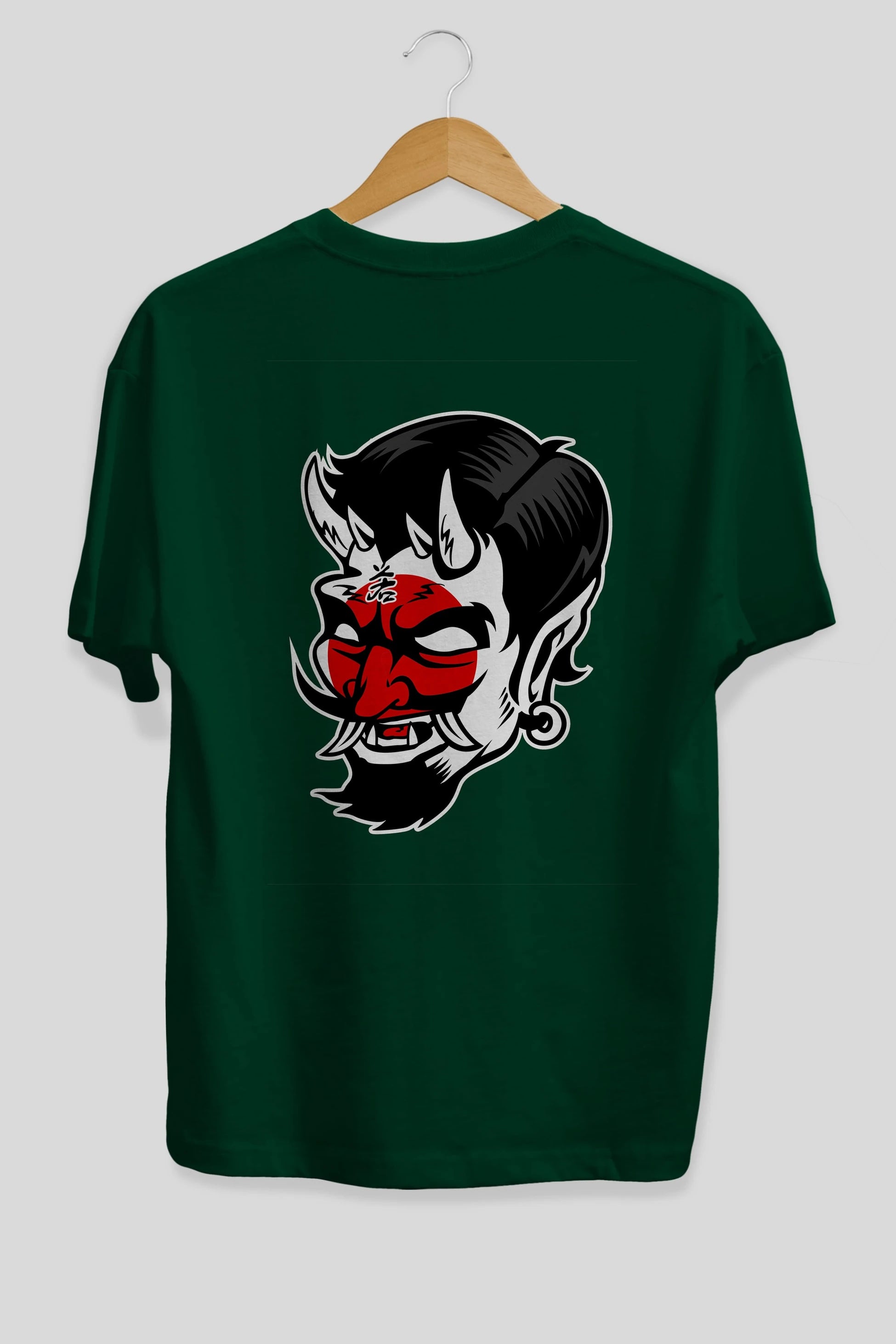 Japanese Devil Arka Baskılı Oversize t-shirt Erkek Kadın Unisex %100 Pamuk tişort