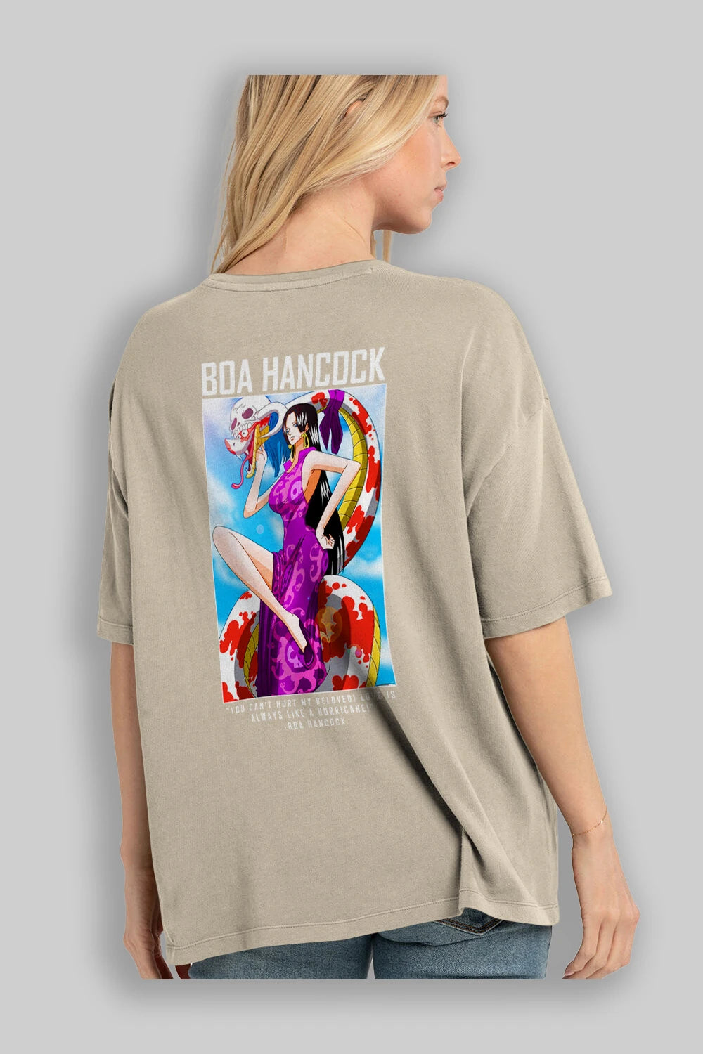 Boa Hancock Anime Arka Baskılı Oversize t-shirt Erkek Kadın Unisex %100 pamuk tişort