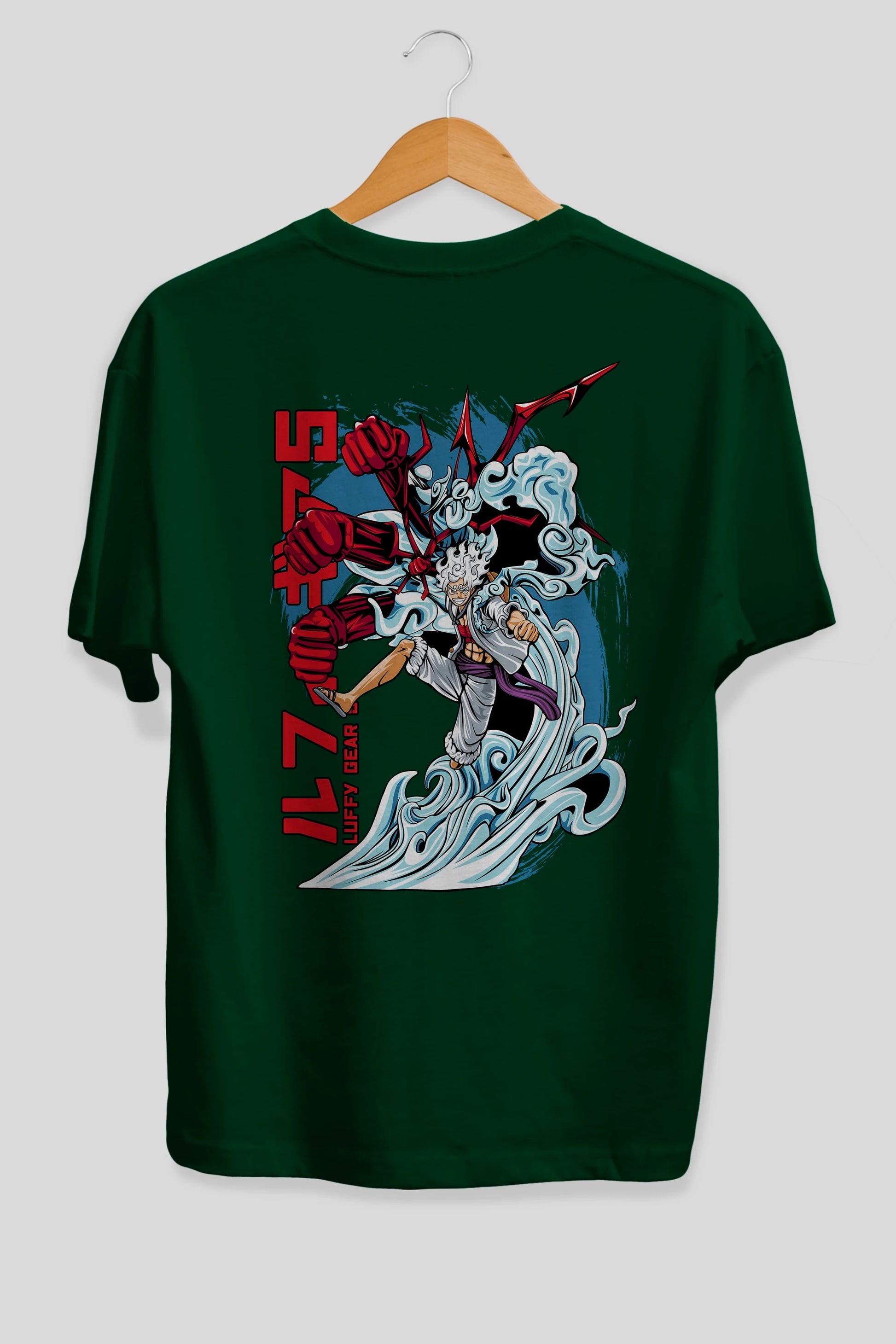 MONKEY D. LUFFY GEAR5 2 Anime Arka Baskılı Oversize t-shirt Erkek Kadın Unisex