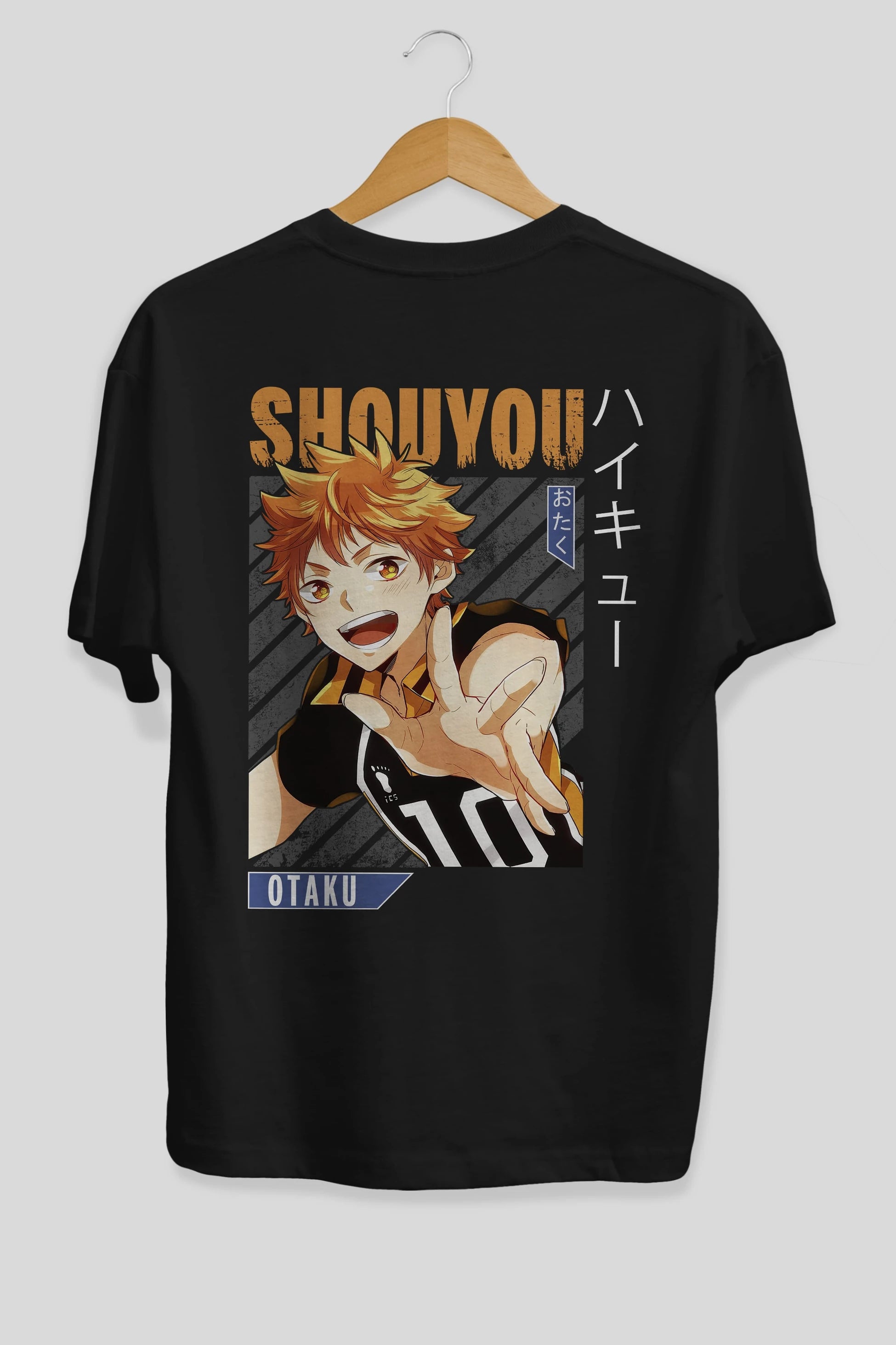 Shouyou Hinata 9 Anime Arka Baskılı Oversize t-shirt Erkek Kadın Unisex
