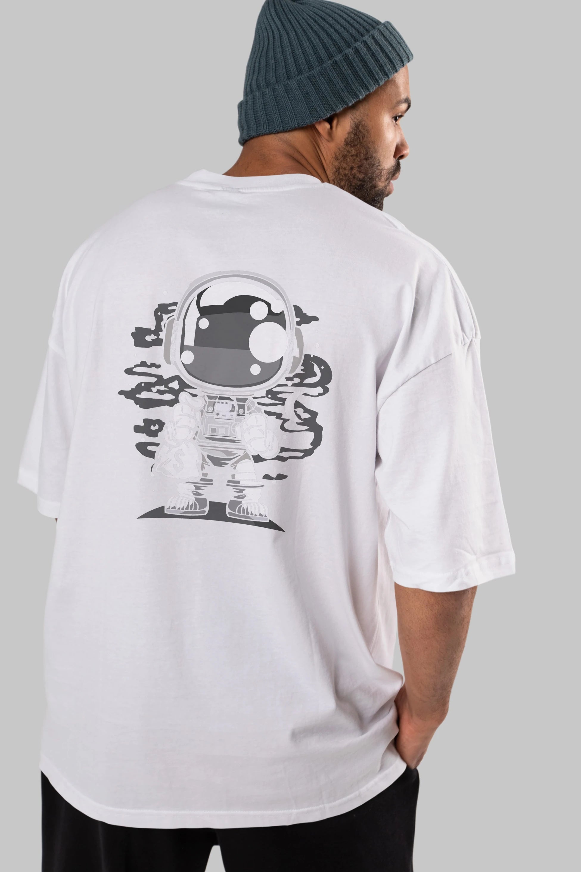 Astronaut Chibi Arka Baskılı Oversize t-shirt Erkek Kadın Unisex