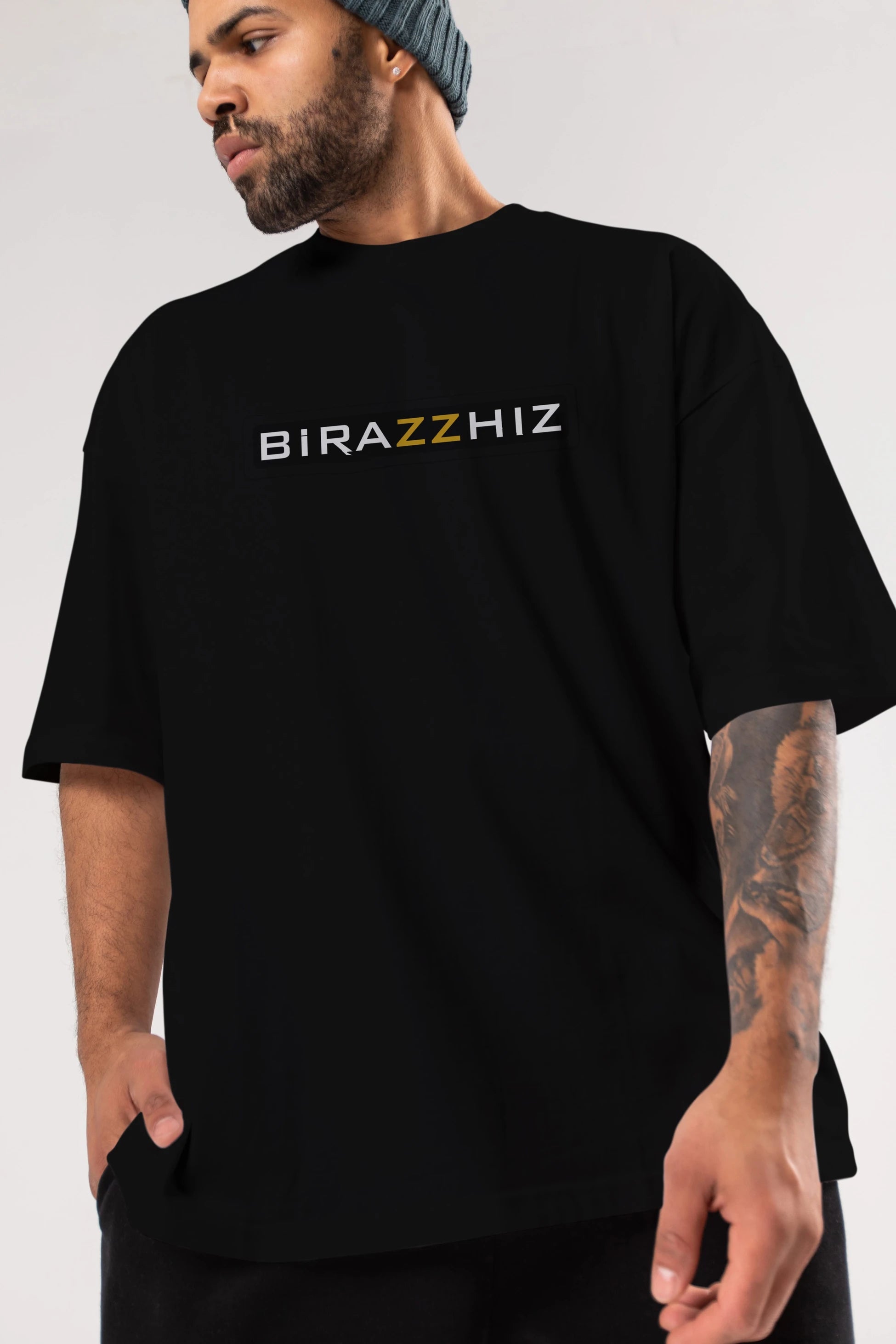 Birazzhız Ön Baskılı Oversize t-shirt %100 pamuk Erkek Kadın Unisex