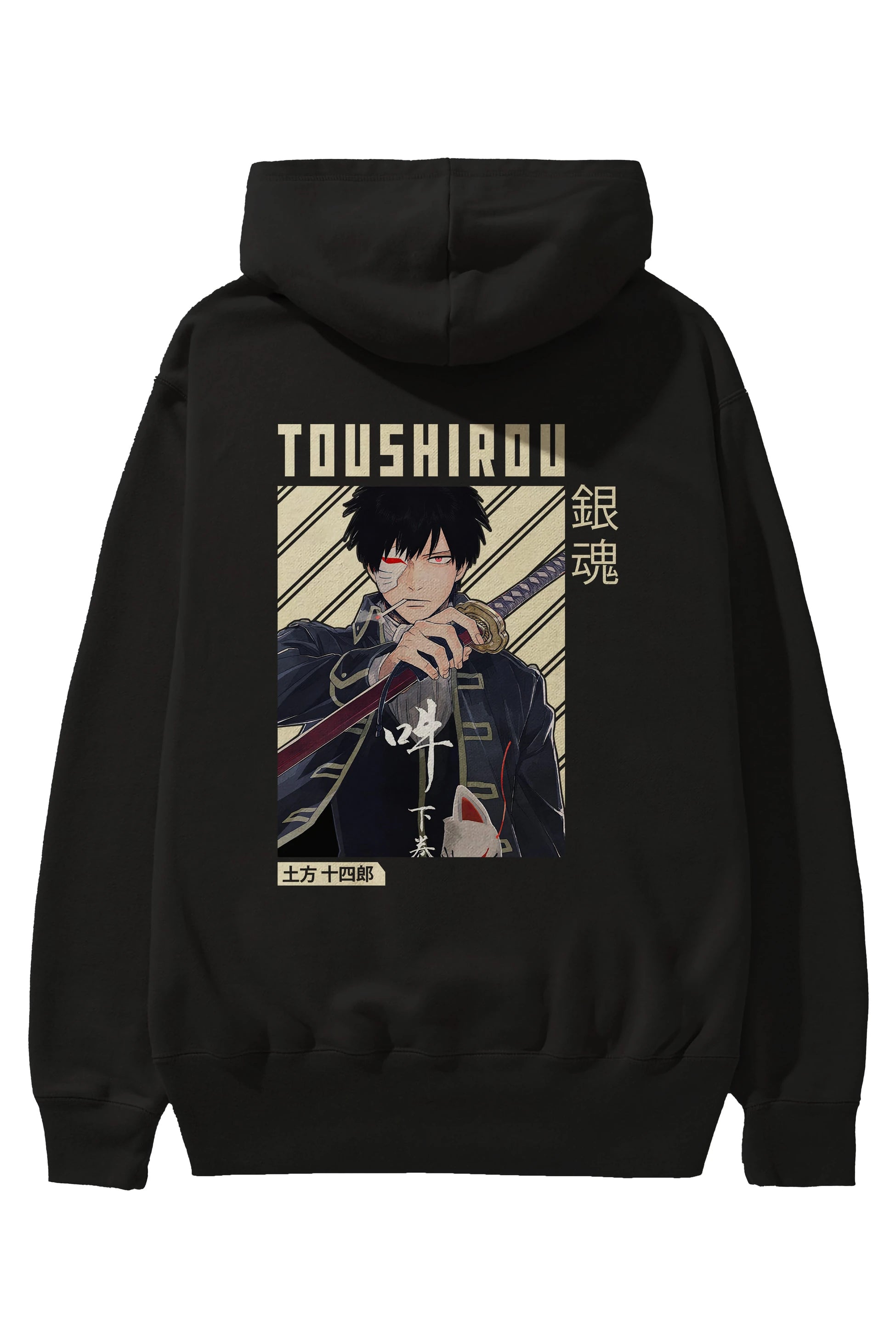 Toushirou Hijikata Anime Arka Baskılı Hoodie Oversize Kapüşonlu Sweatshirt Erkek Kadın Unisex