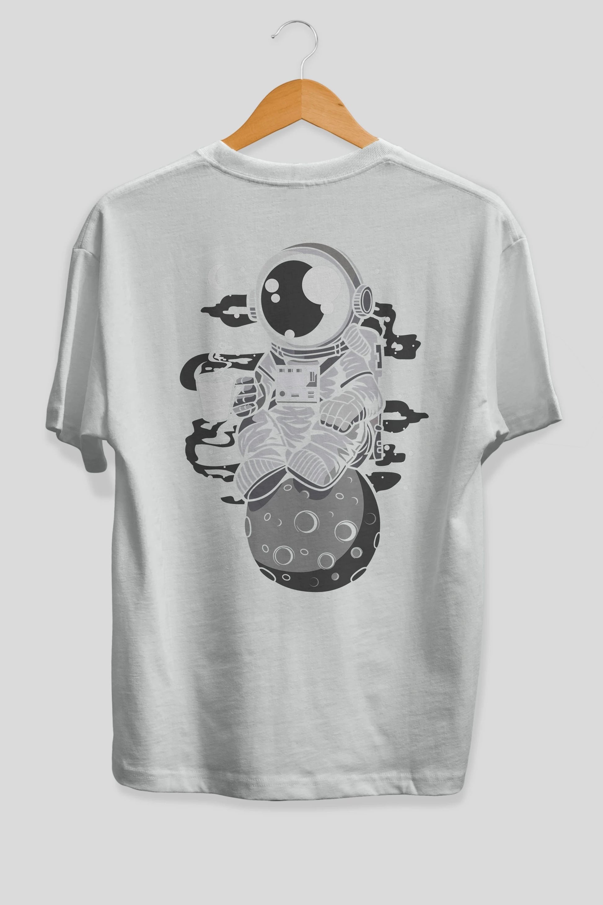 Astronaut Coffee Arka Baskılı Oversize t-shirt Erkek Kadın Unisex