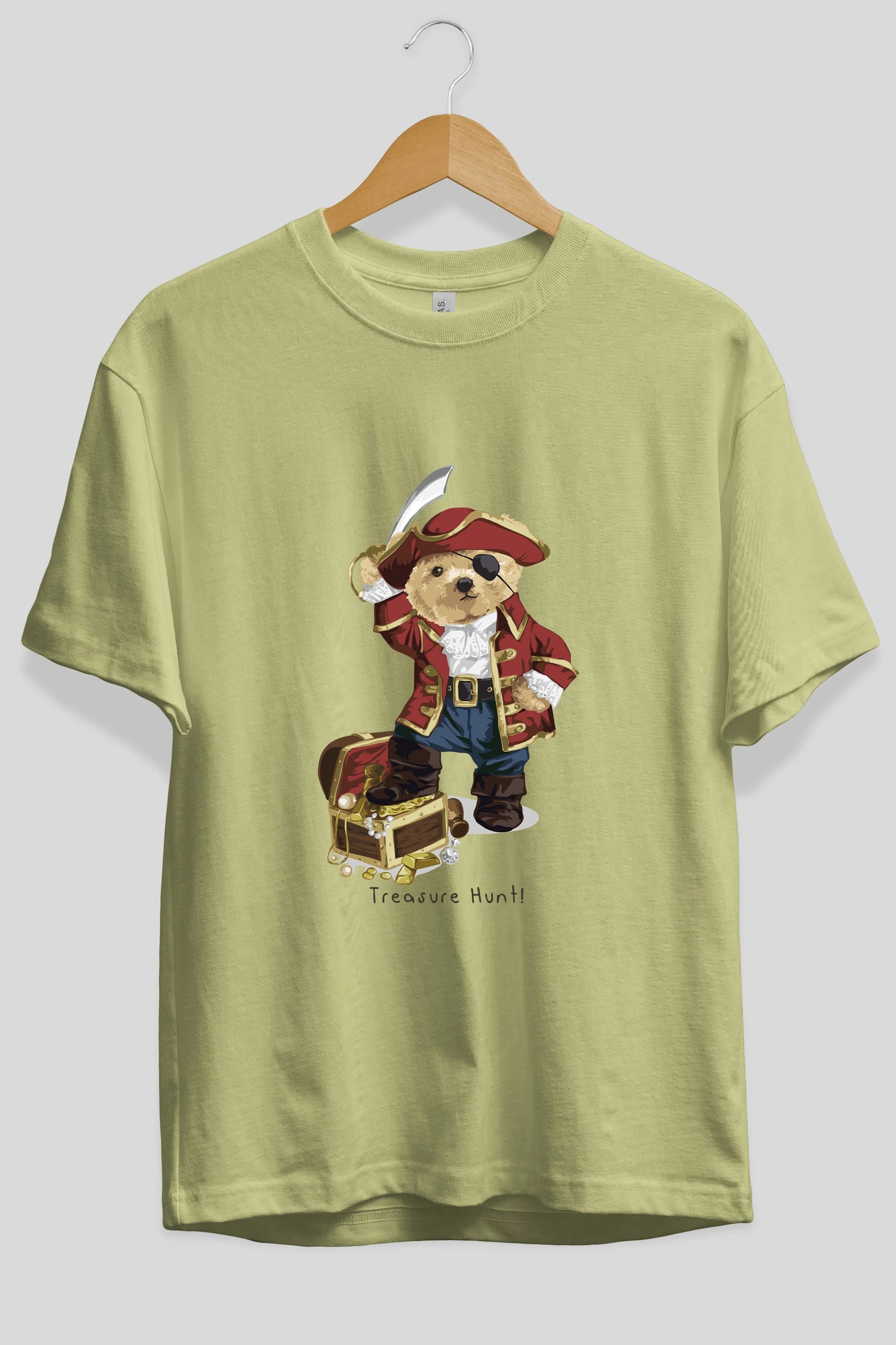 Teddy Bear Treasure Hunt Ön Baskılı Oversize t-shirt Erkek Kadın Unisex %100 Pamuk