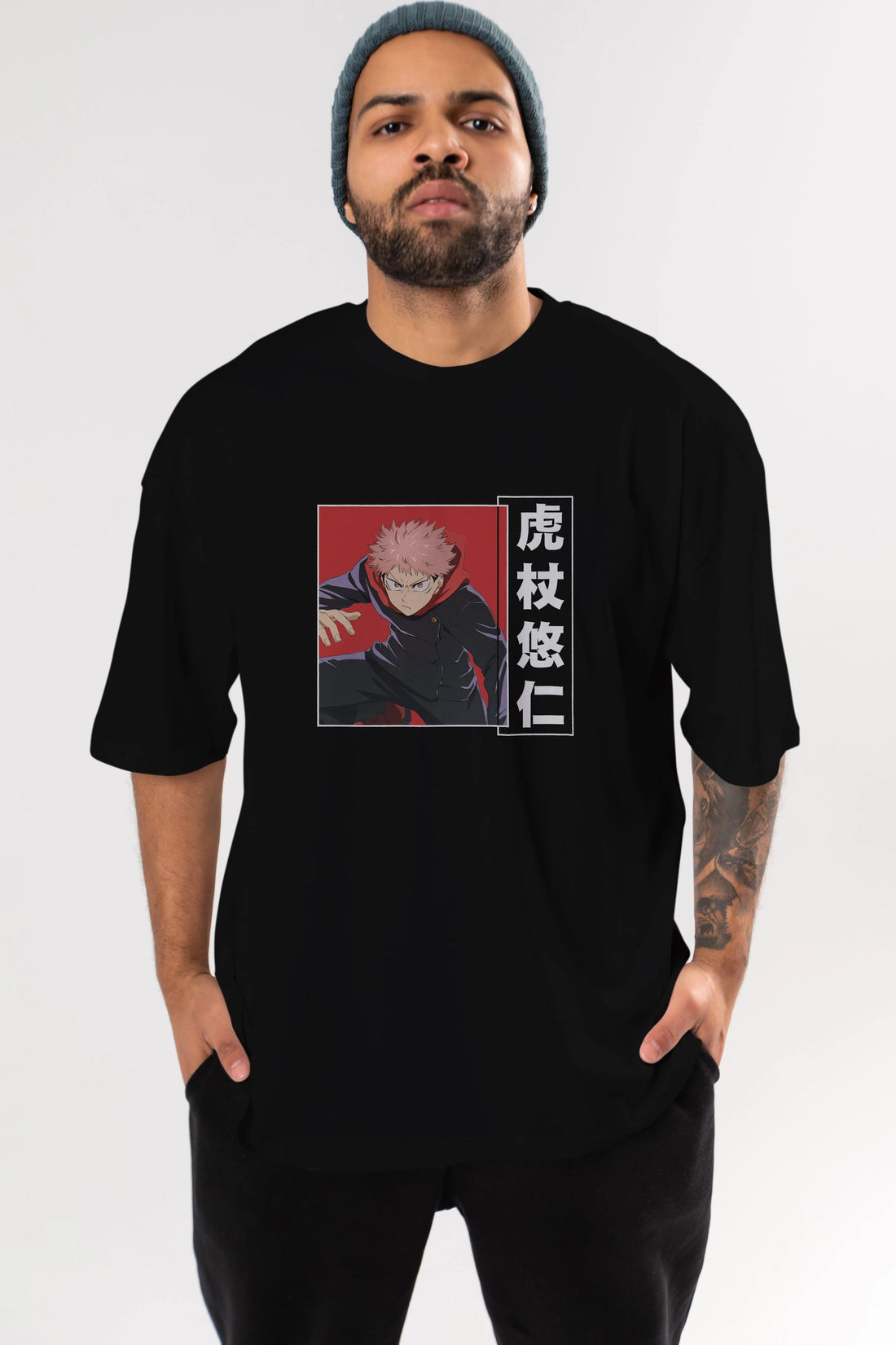 Yuuji Itadori 2 Anime Ön Baskılı Oversize t-shirt %100 pamuk Erkek Kadın Unisex