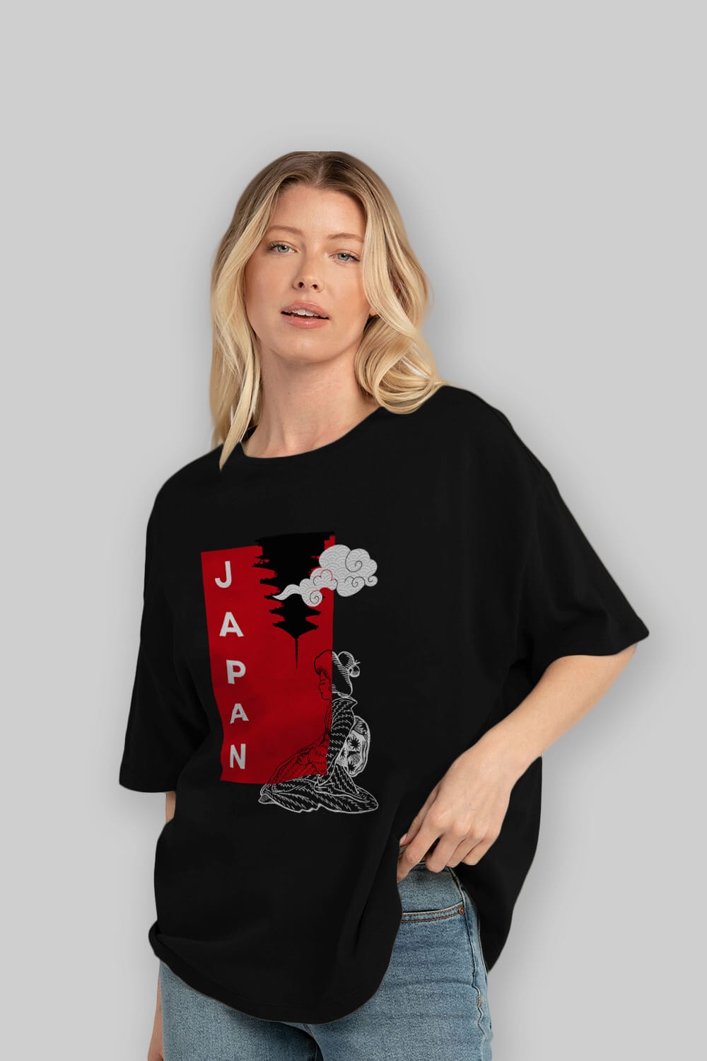 Japan Yazılı Streetwear Ön Baskılı Oversize t-shirt Erkek Kadın Unisex