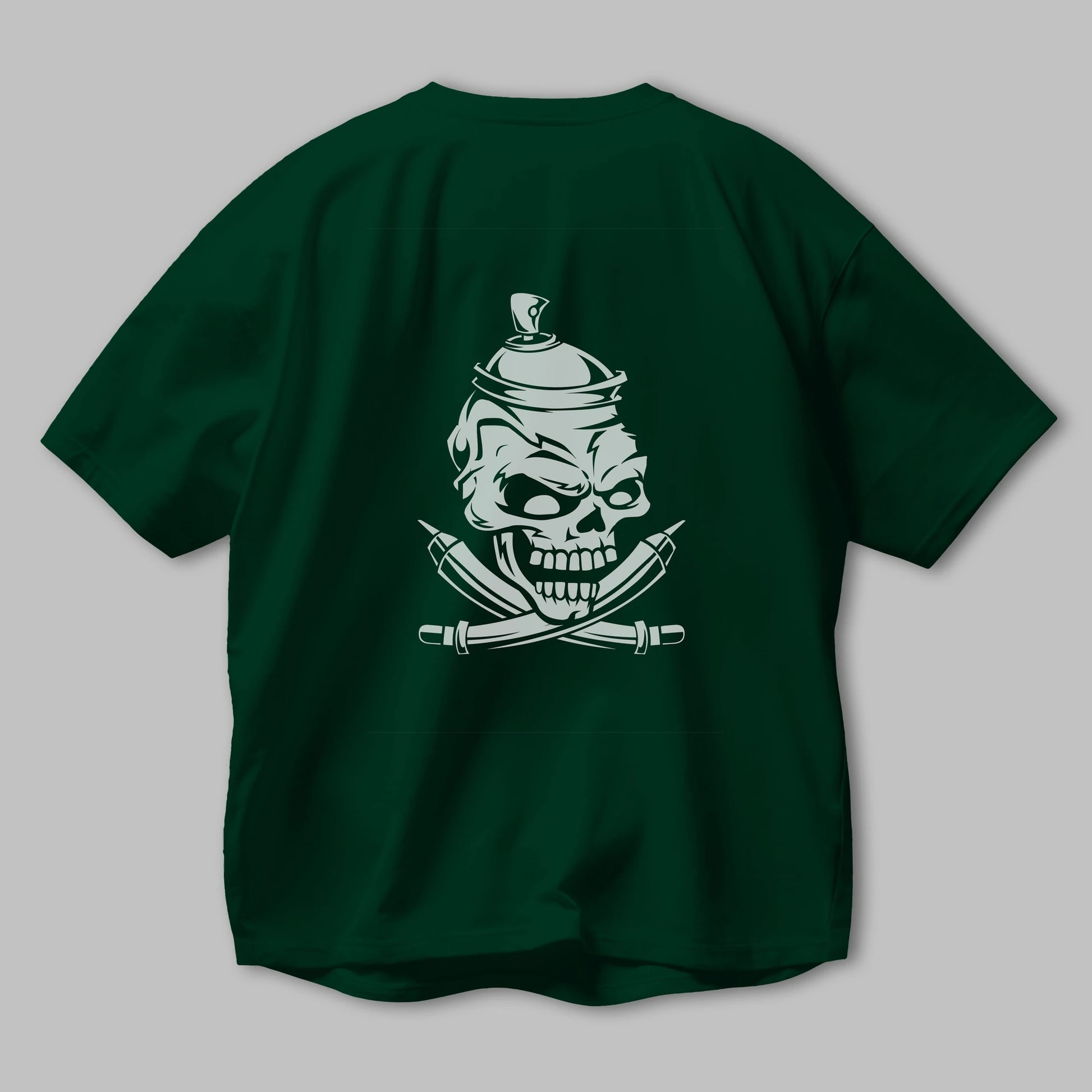 Skull Grafity Arka Baskılı Oversize t-shirt Erkek Kadın Unisex %100 Pamuk tişort