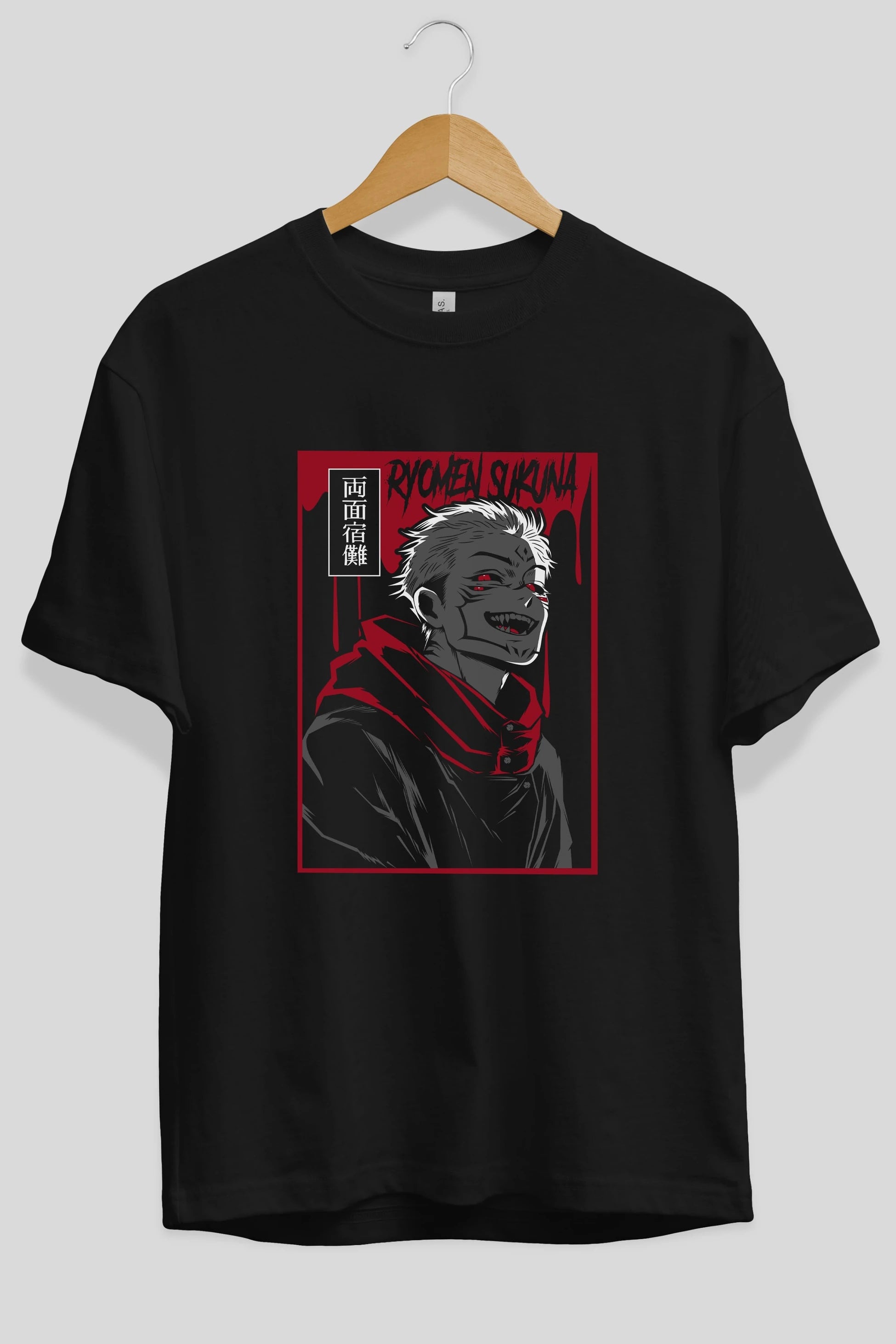 SUKUNA Anime Ön Baskılı Oversize t-shirt %100 pamuk Erkek Kadın Unisex