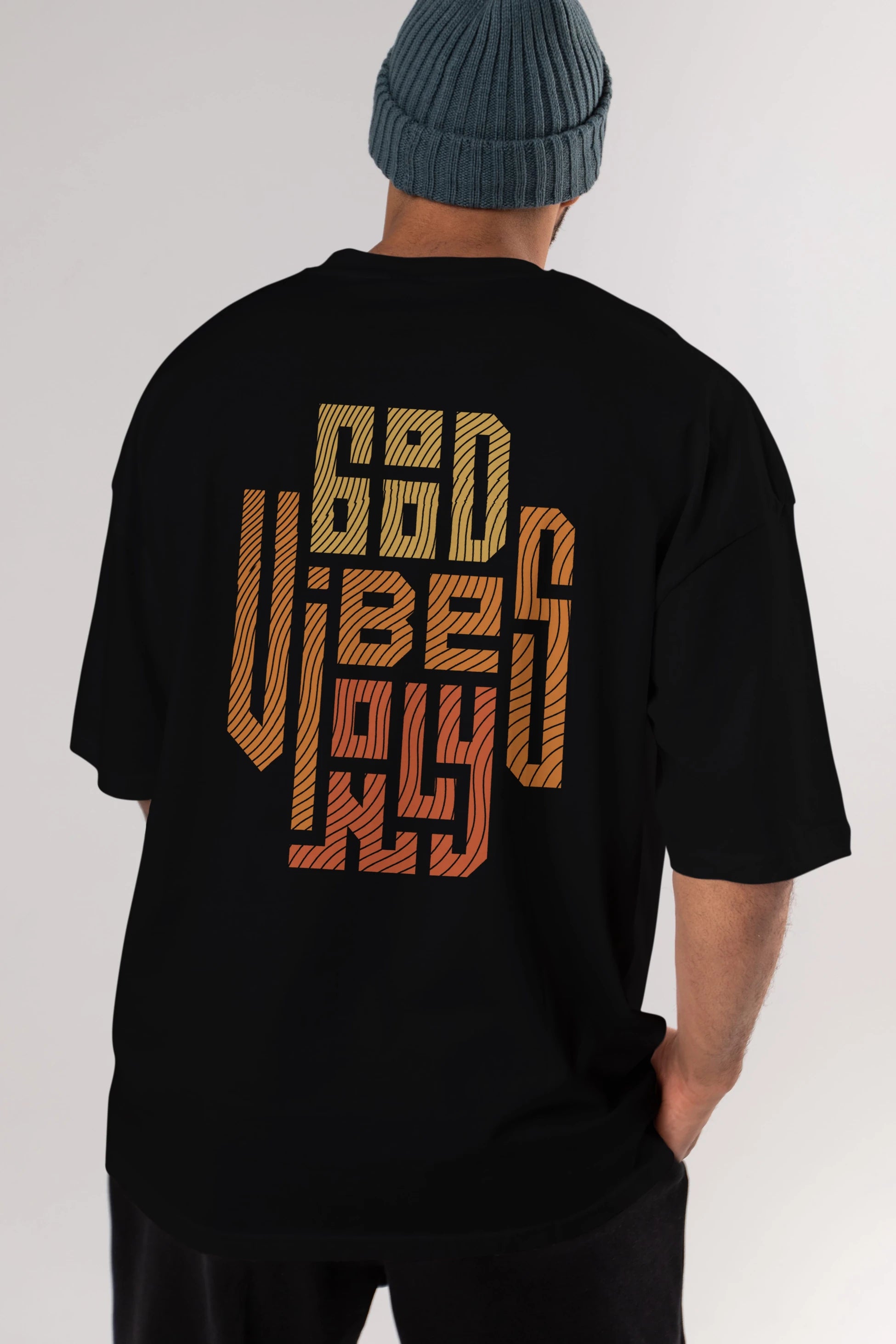 Good Vibes Only 2 Yazılı Arka Baskılı Oversize t-shirt Erkek Kadın Unisex