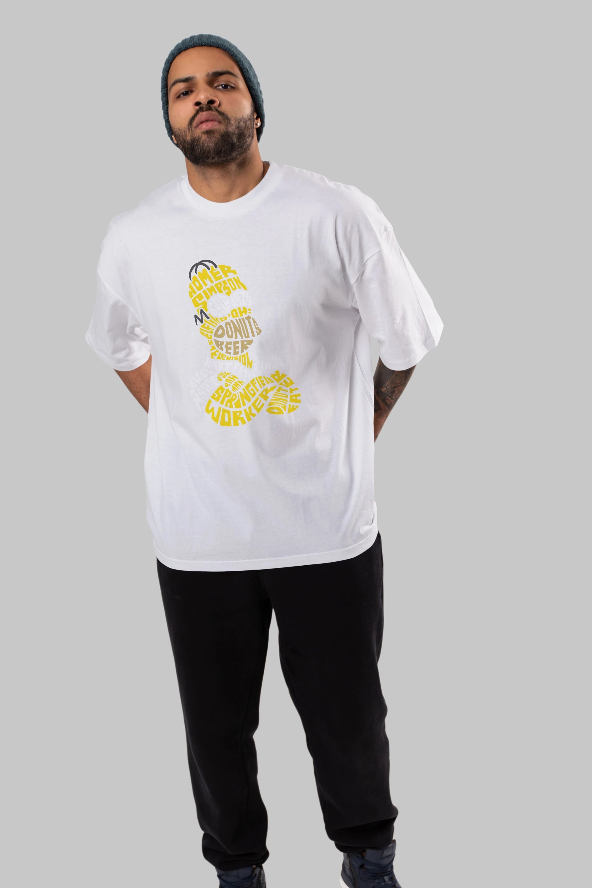 Homer Simpson Ön Baskılı Oversize t-shirt %100 pamuk Erkek Kadın Unisex