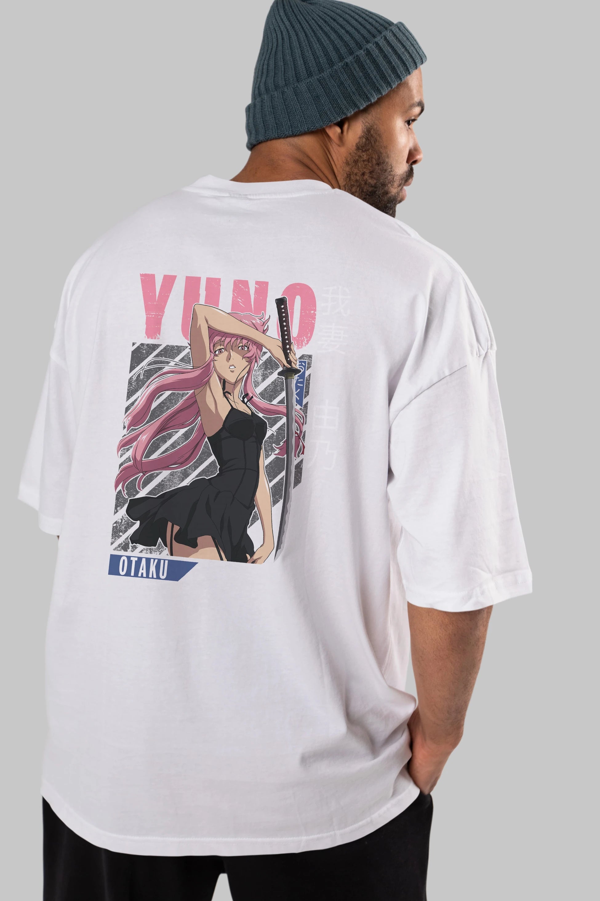 Yuno Gasai 5 Anime Arka Baskılı Oversize t-shirt Erkek Kadın Unisex