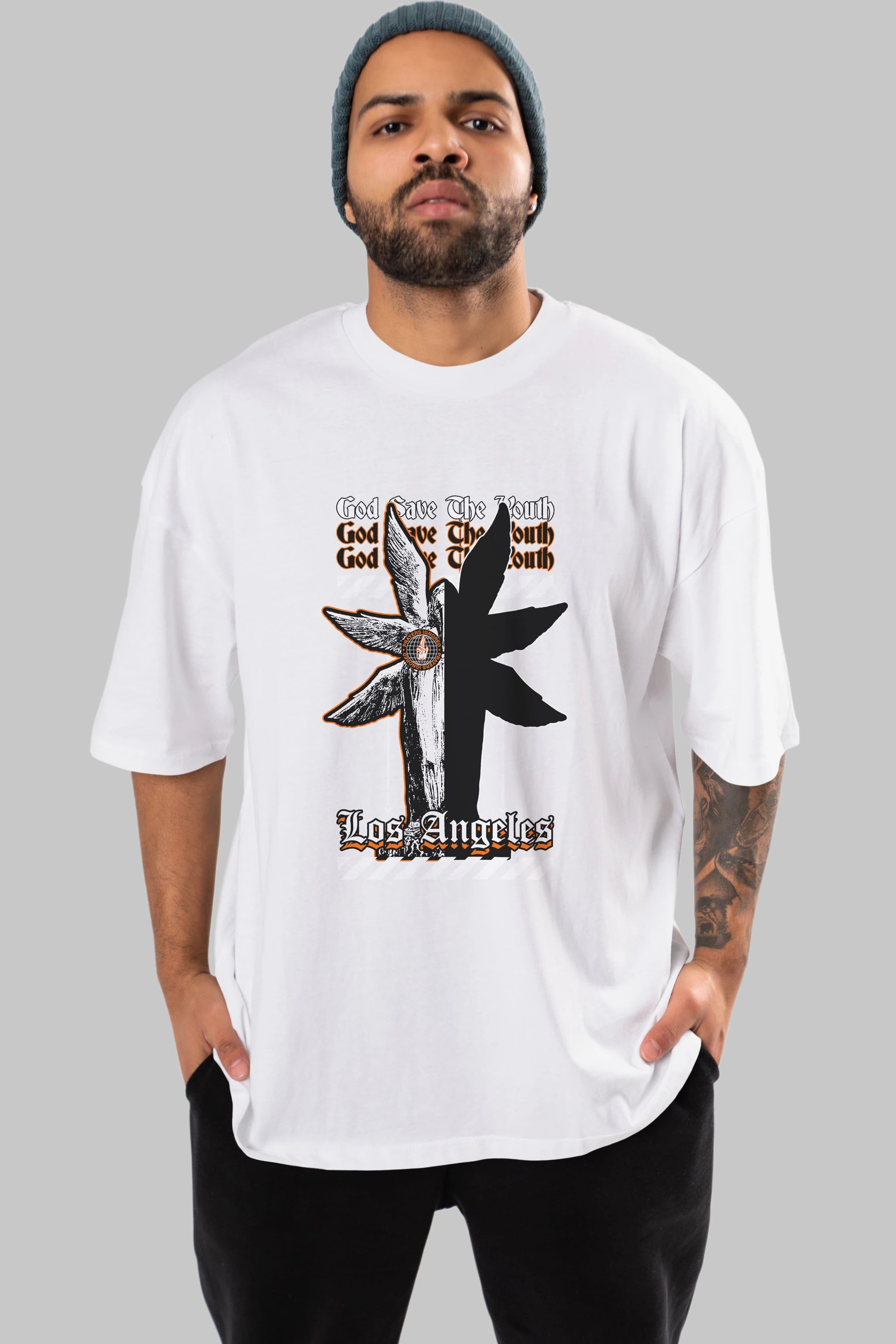 God Save The Youth Ön Baskılı Oversize t-shirt Erkek Kadın Unisex