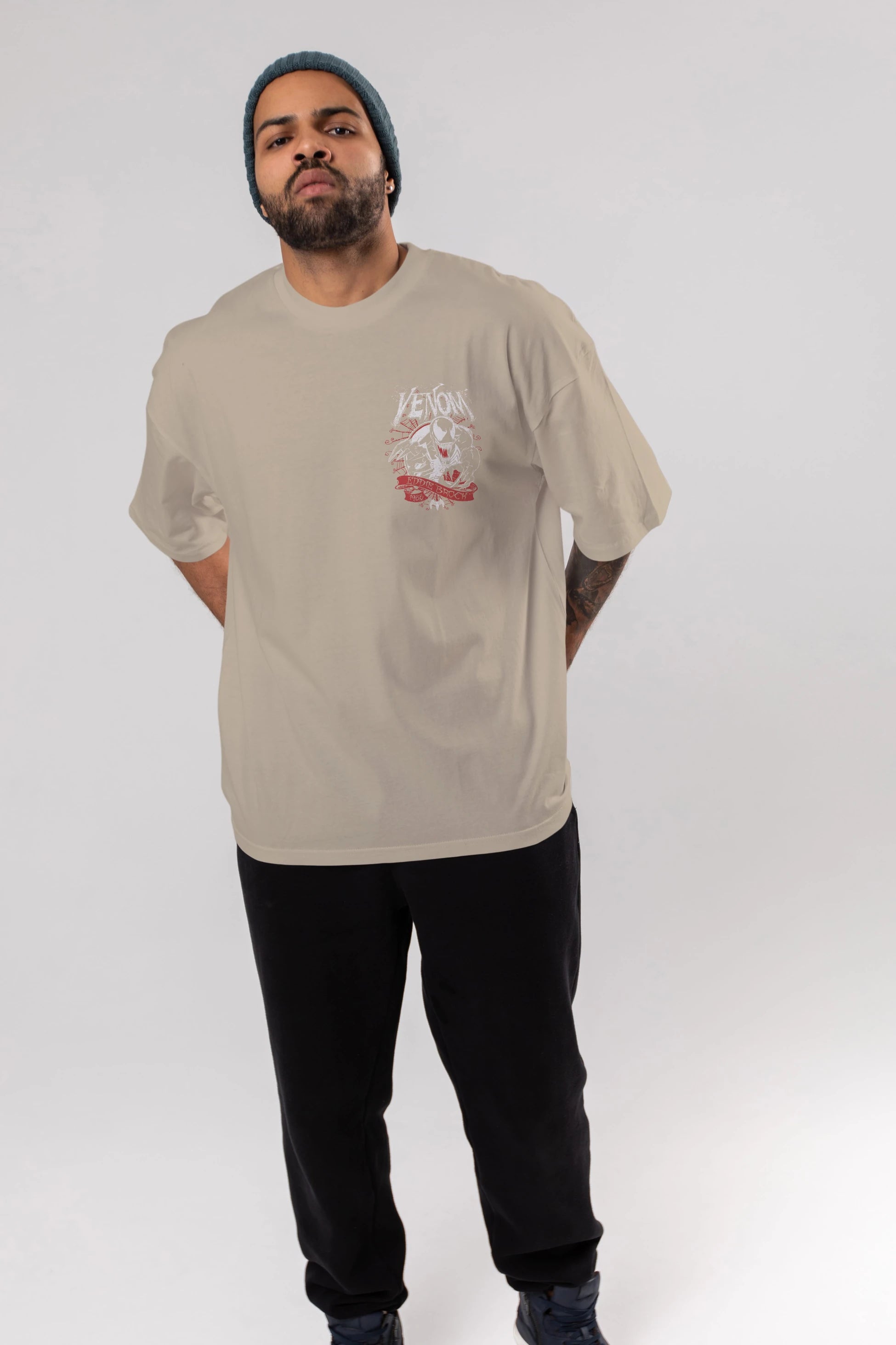 Venom (11) Ön Sol Baskılı Oversize t-shirt Erkek Kadın Unisex %100 Pamuk Bisiklet Yaka tişort