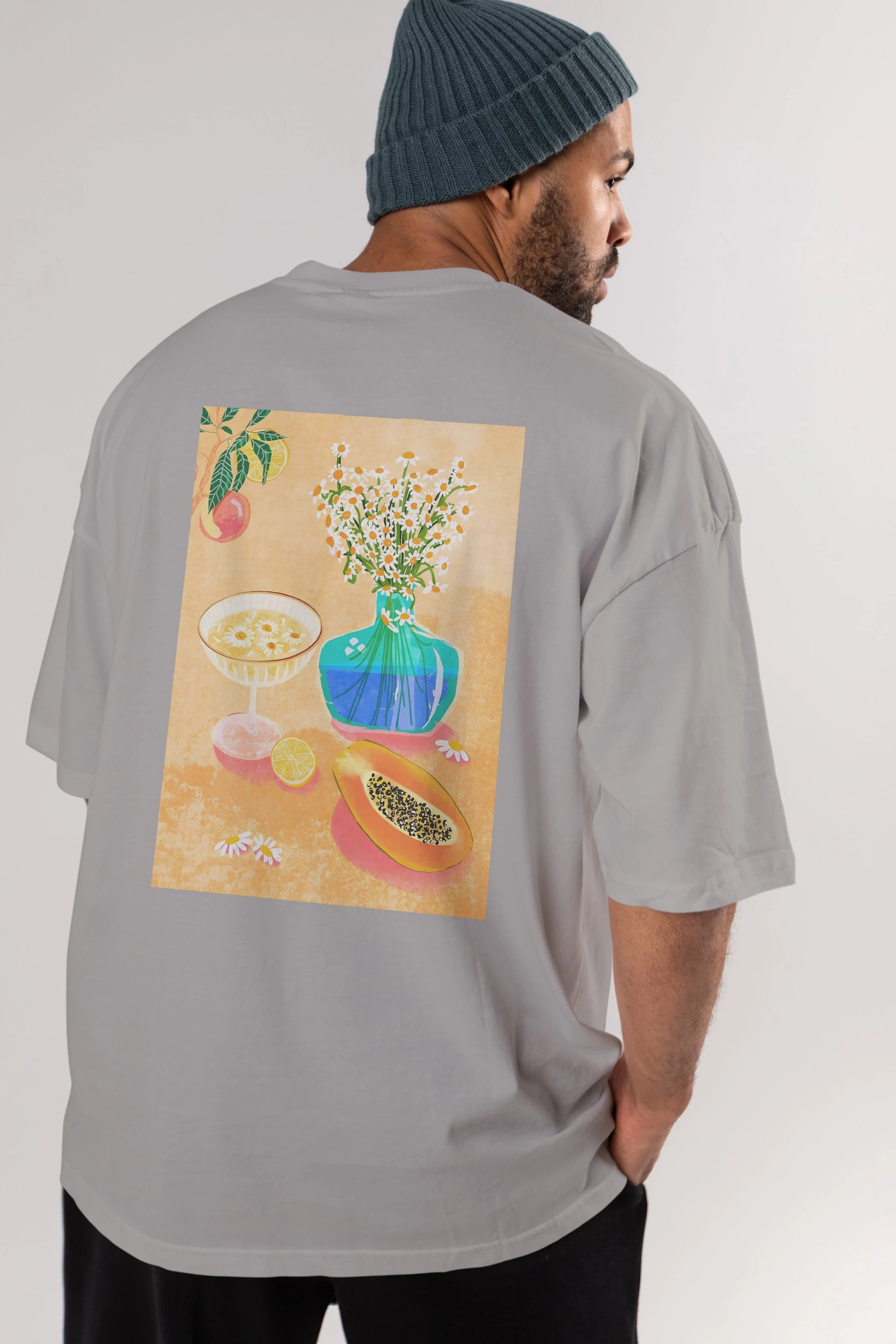 Cheers 2 Arka Baskılı Oversize t-shirt Erkek Kadın Unisex %100 Pamuk Bisiklet Yaka tişort