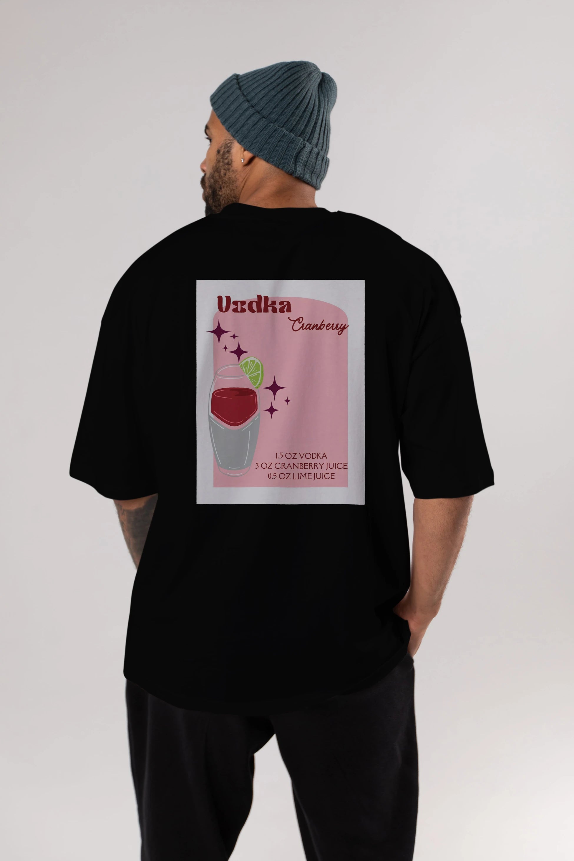 Vodka Cranberry 2 Arka Baskılı Oversize t-shirt Erkek Kadın Unisex %100 Pamuk Bisiklet Yaka tişort
