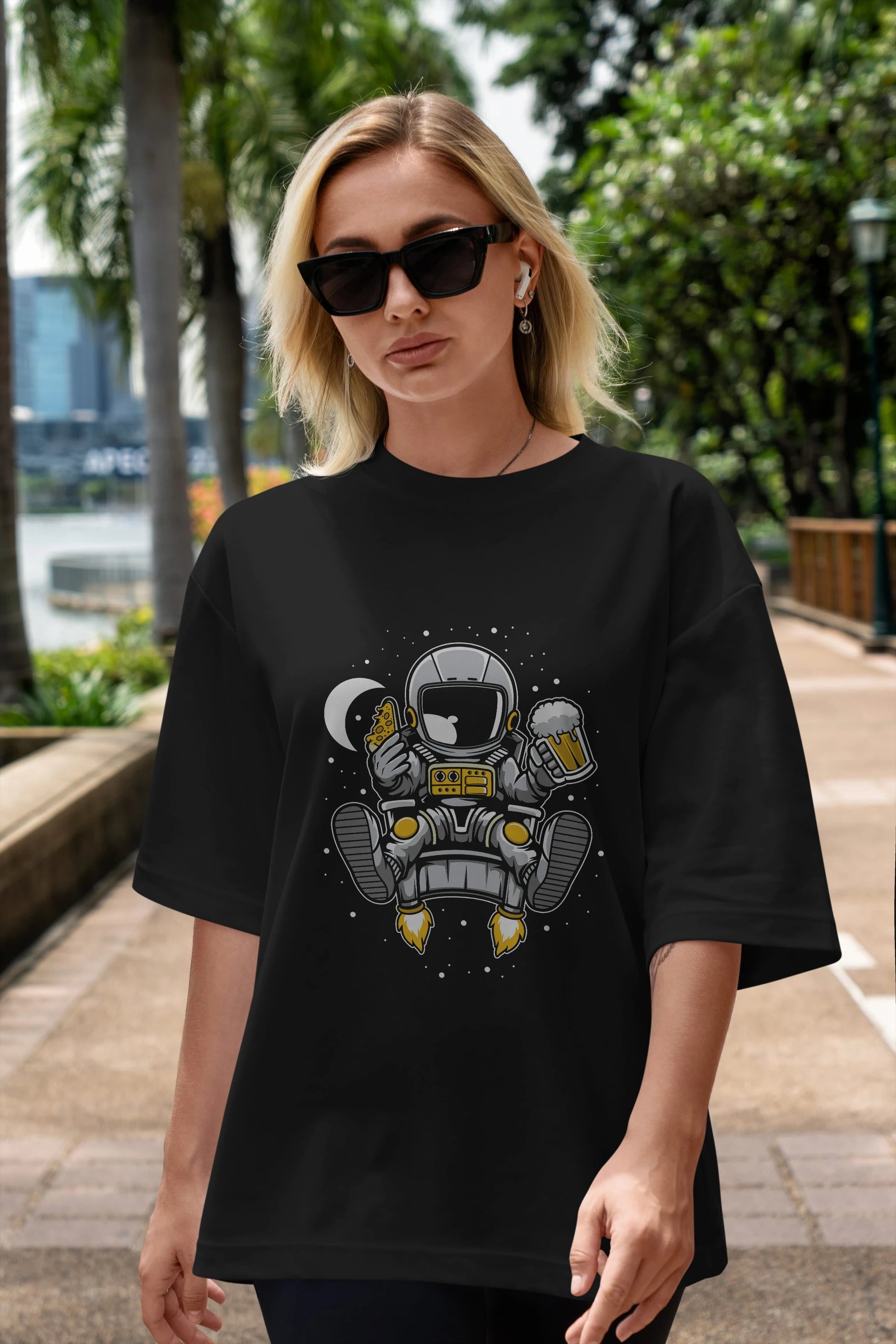 Astronaut Relax (2) Ön Baskılı Oversize t-shirt Erkek Kadın Unisex