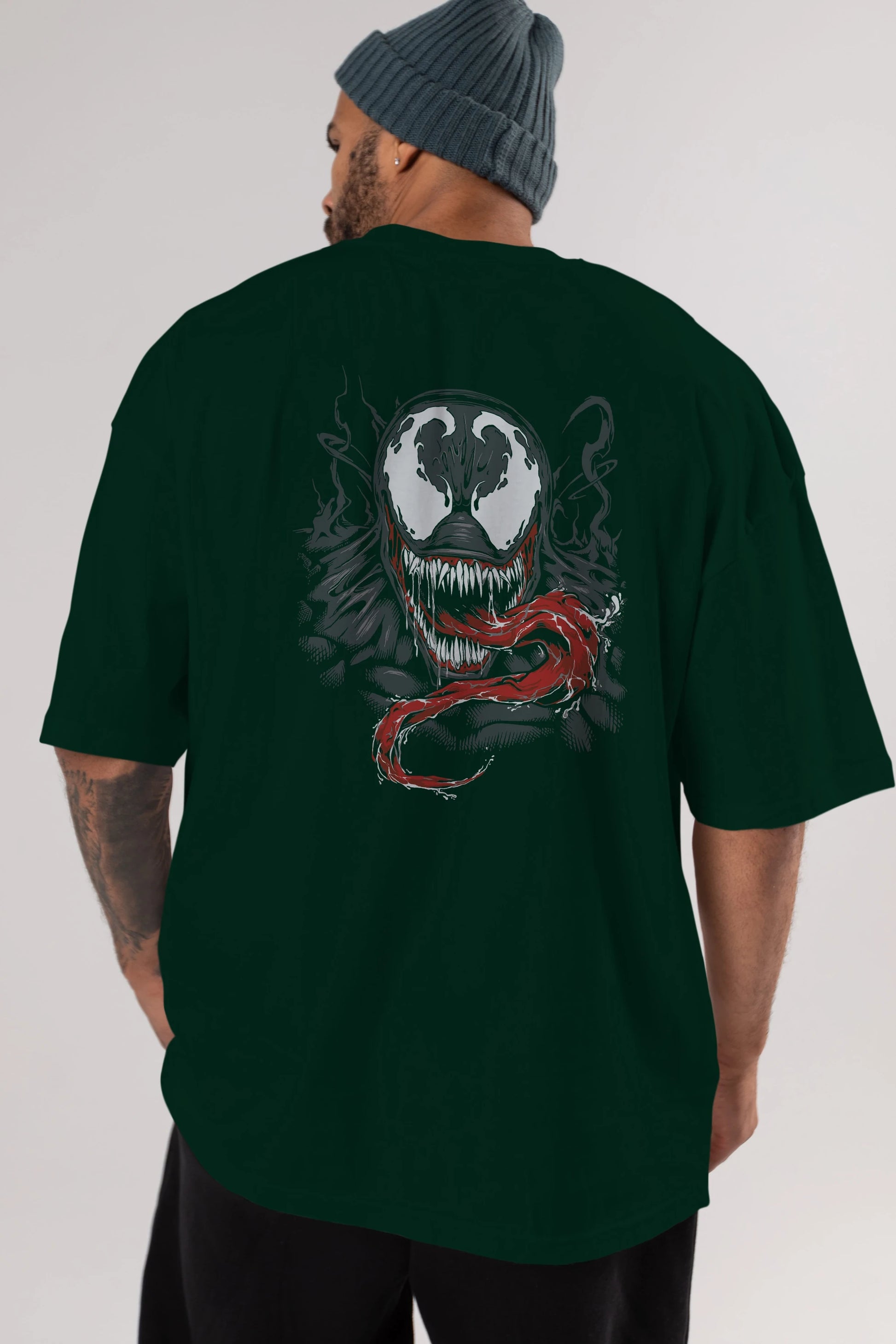 Venom (18) Arka Baskılı Oversize t-shirt Erkek Kadın Unisex %100 Pamuk Bisiklet Yaka tişort