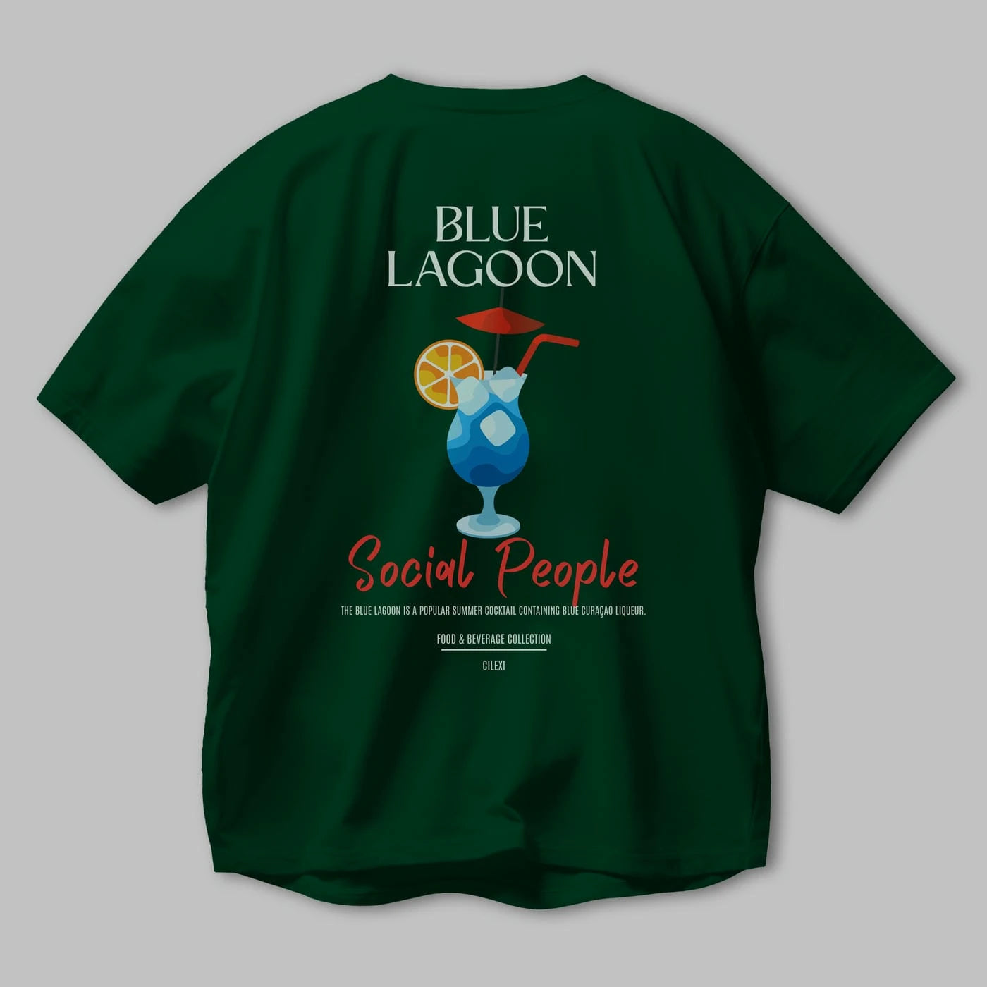 Blue Lagoon Kokteyl Serisi Baskılı Oversize t-shirt Erkek Kadın Unisex %100 Pamuk Bisiklet Yaka tişort