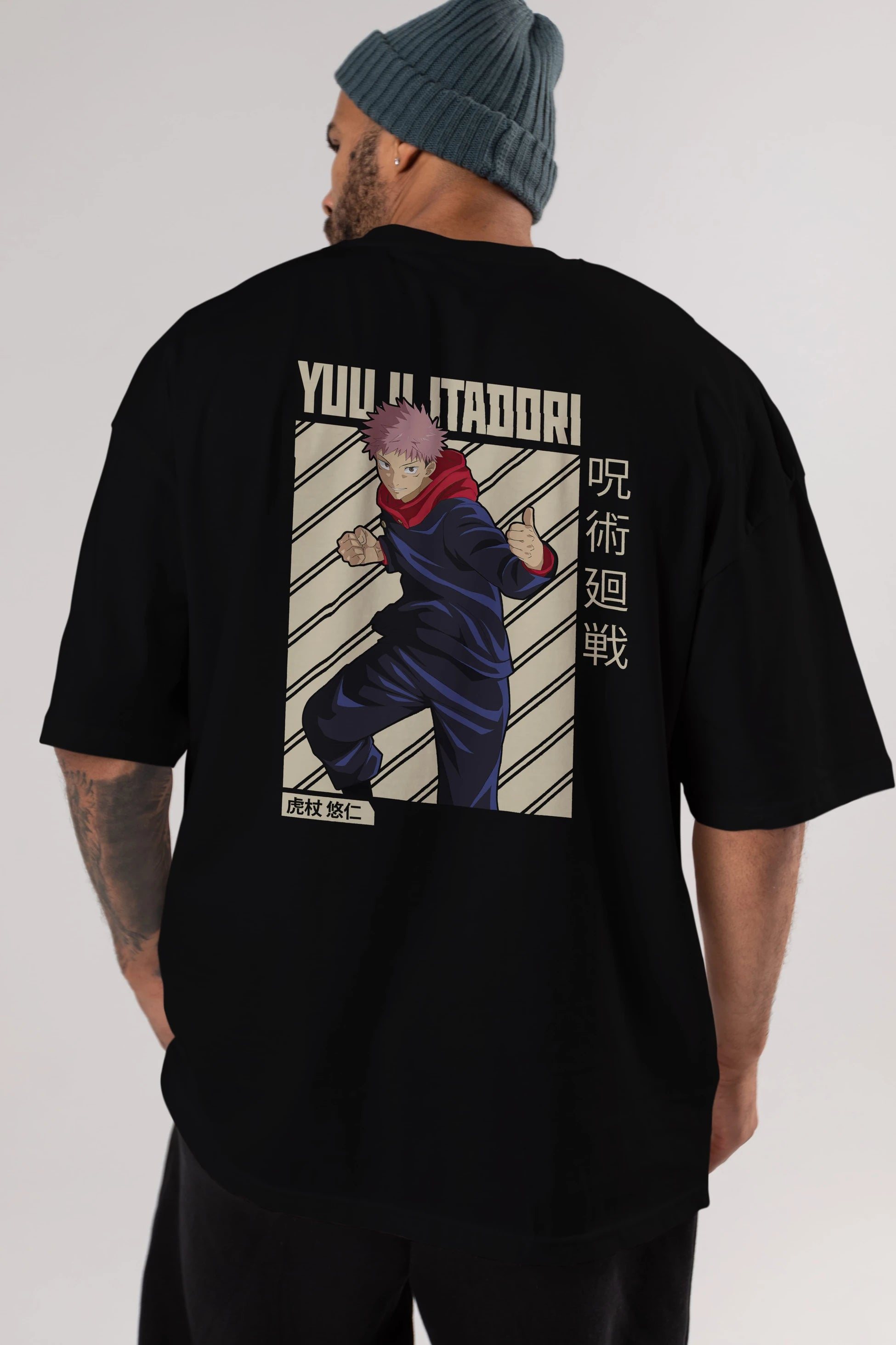 Yuuji Itadori 1 Anime Arka Baskılı Oversize t-shirt Erkek Kadın Unisex