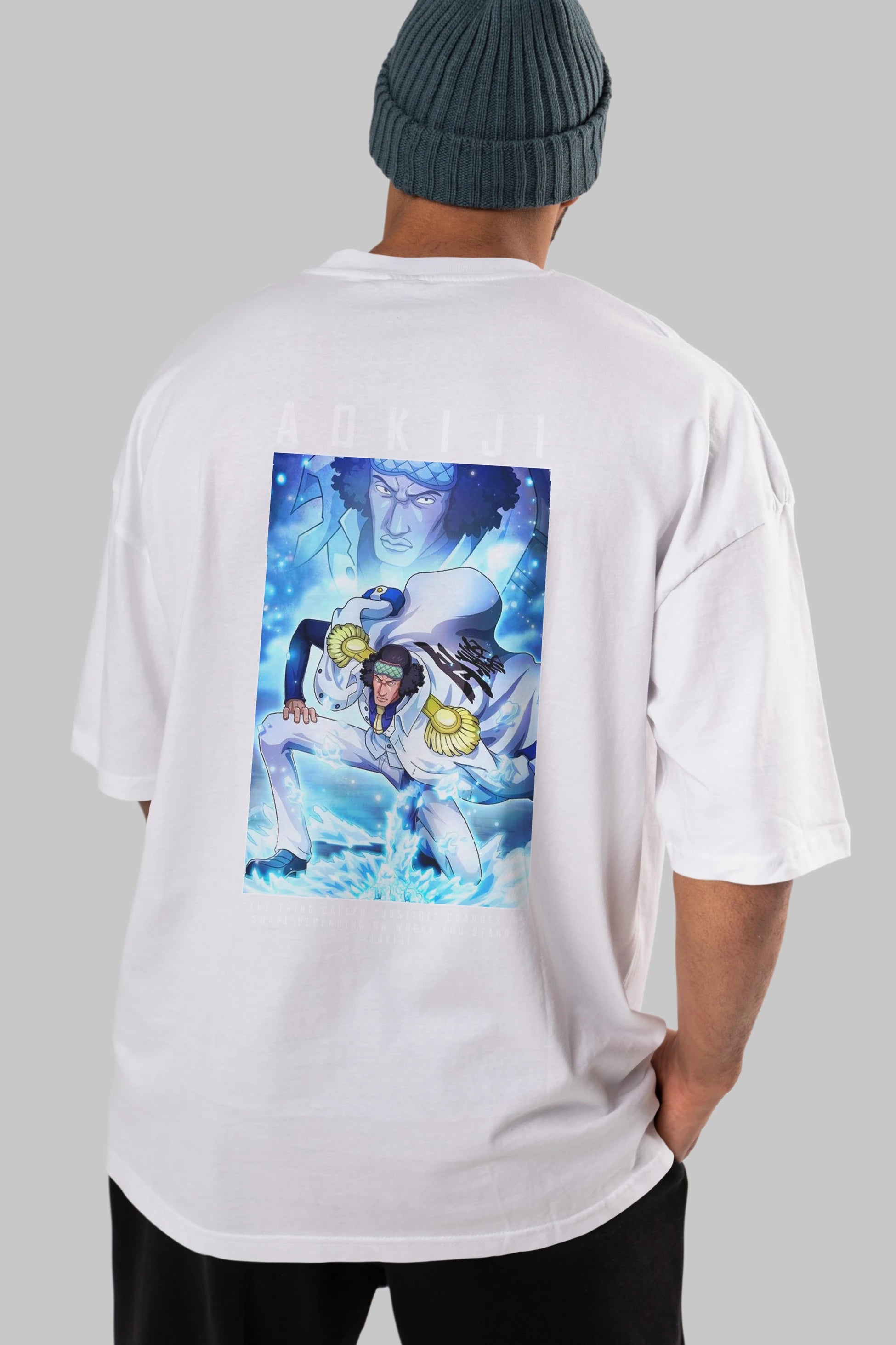 Kuzan Anime Arka Baskılı Oversize t-shirt Erkek Kadın Unisex %100 pamuk tişort