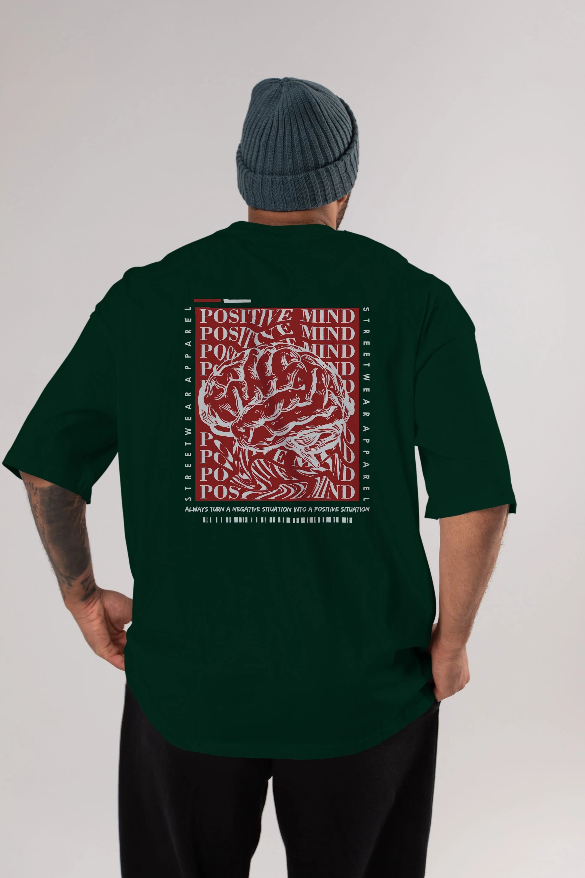 Positive Mind Arka Baskılı Oversize t-shirt Erkek Kadın Unisex