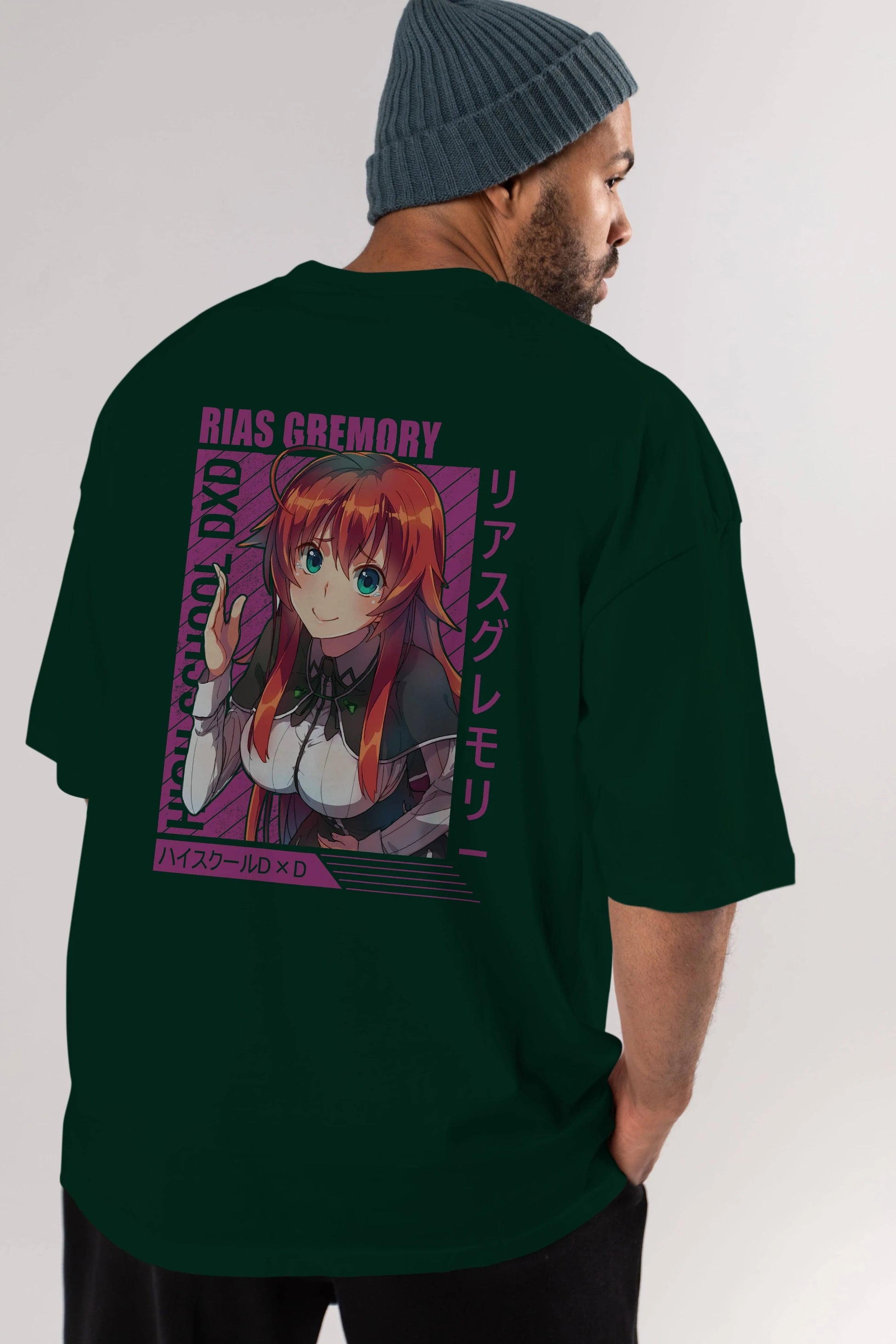 Rias Gremory 10 Anime Arka Baskılı Oversize t-shirt Erkek Kadın Unisex