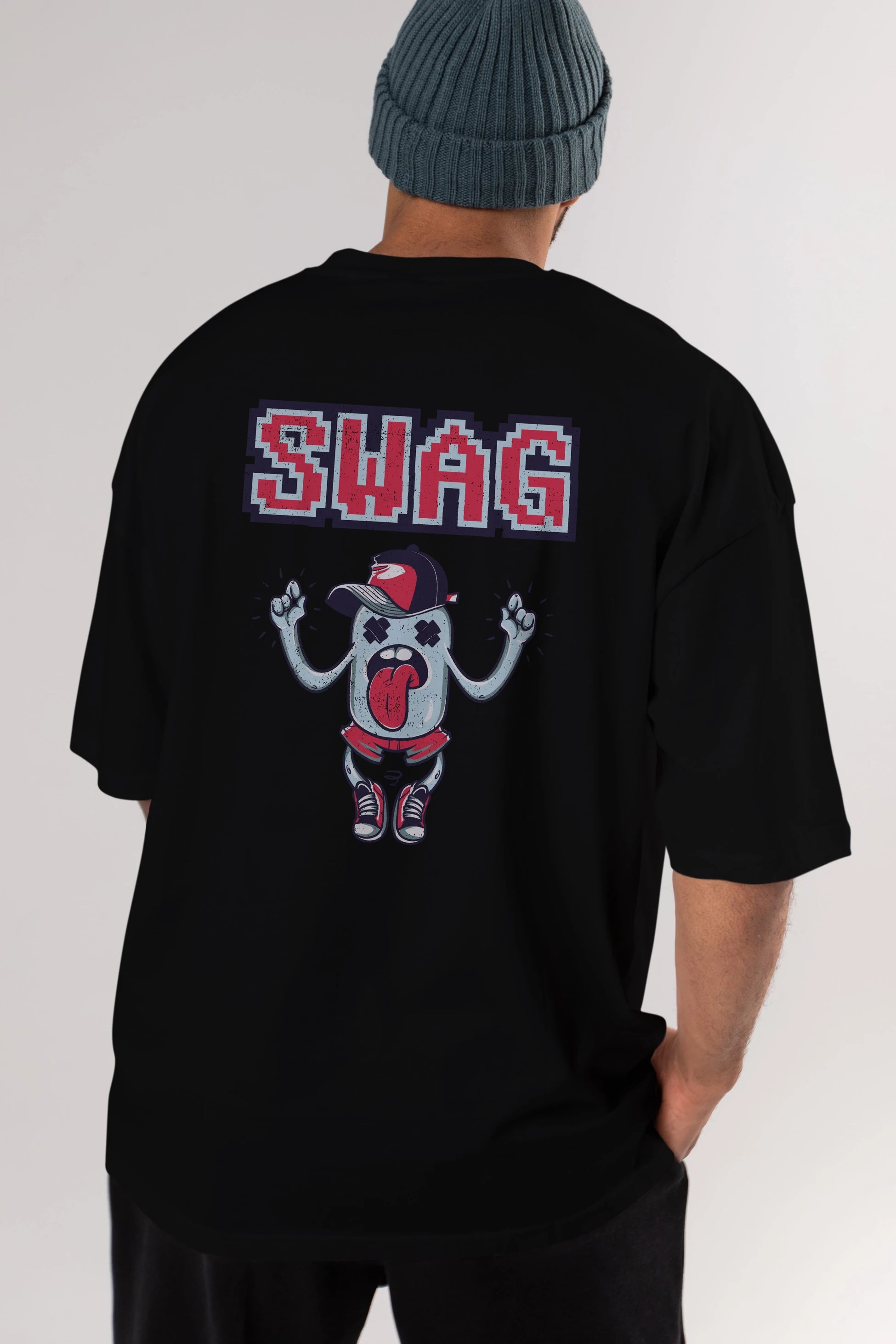 Swag Arka Baskılı Oversize t-shirt Erkek Kadın Unisex