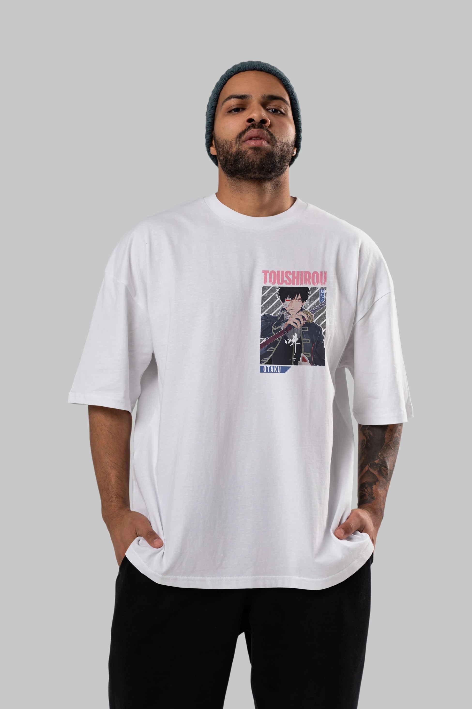 Toushirou Hijikata 1 Ön Sol Baskılı Oversize t-shirt Erkek Kadın Unisex %100 Pamuk Bisiklet Yaka tişort