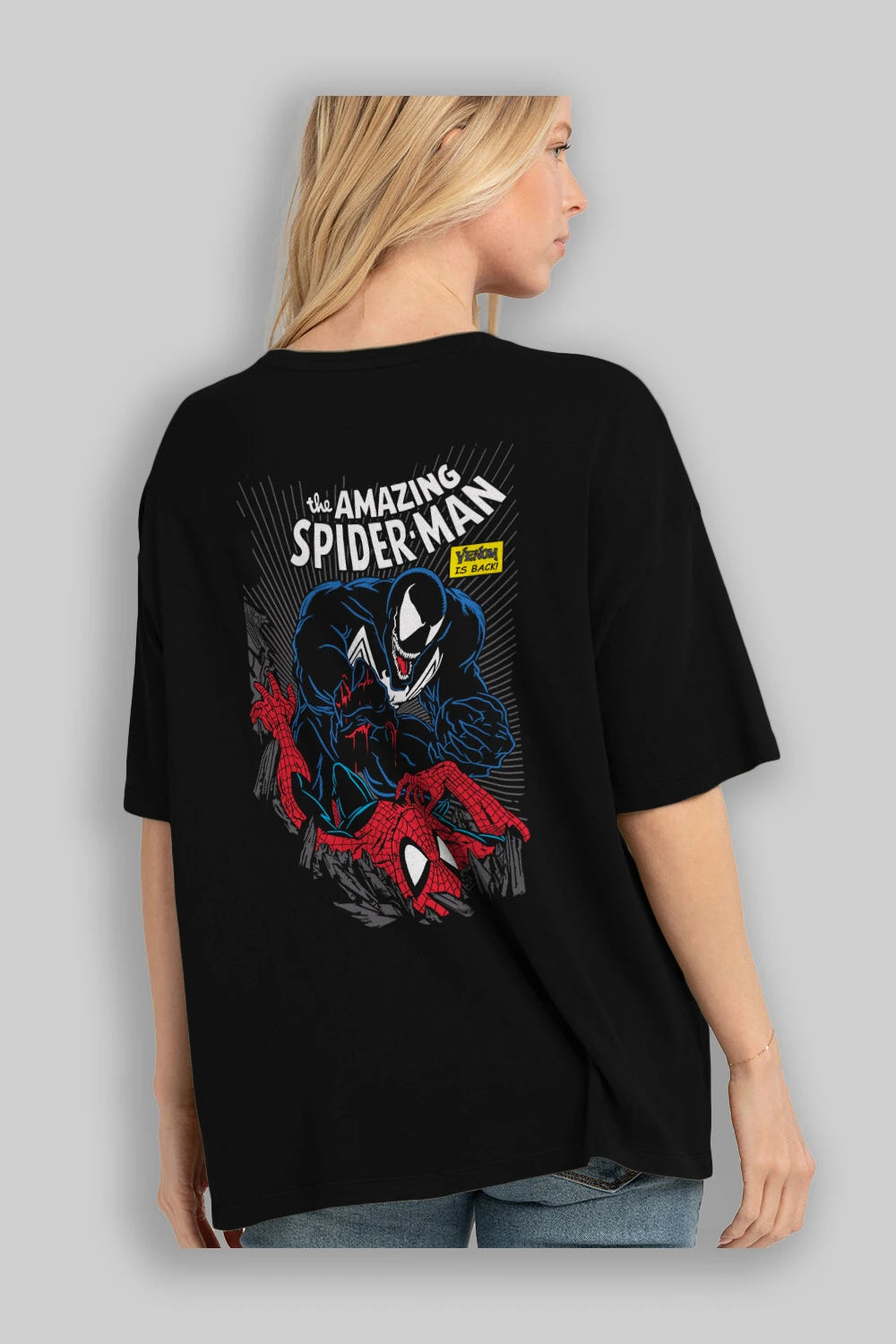 Venom (19) Arka Baskılı Oversize t-shirt Erkek Kadın Unisex %100 Pamuk Bisiklet Yaka tişort
