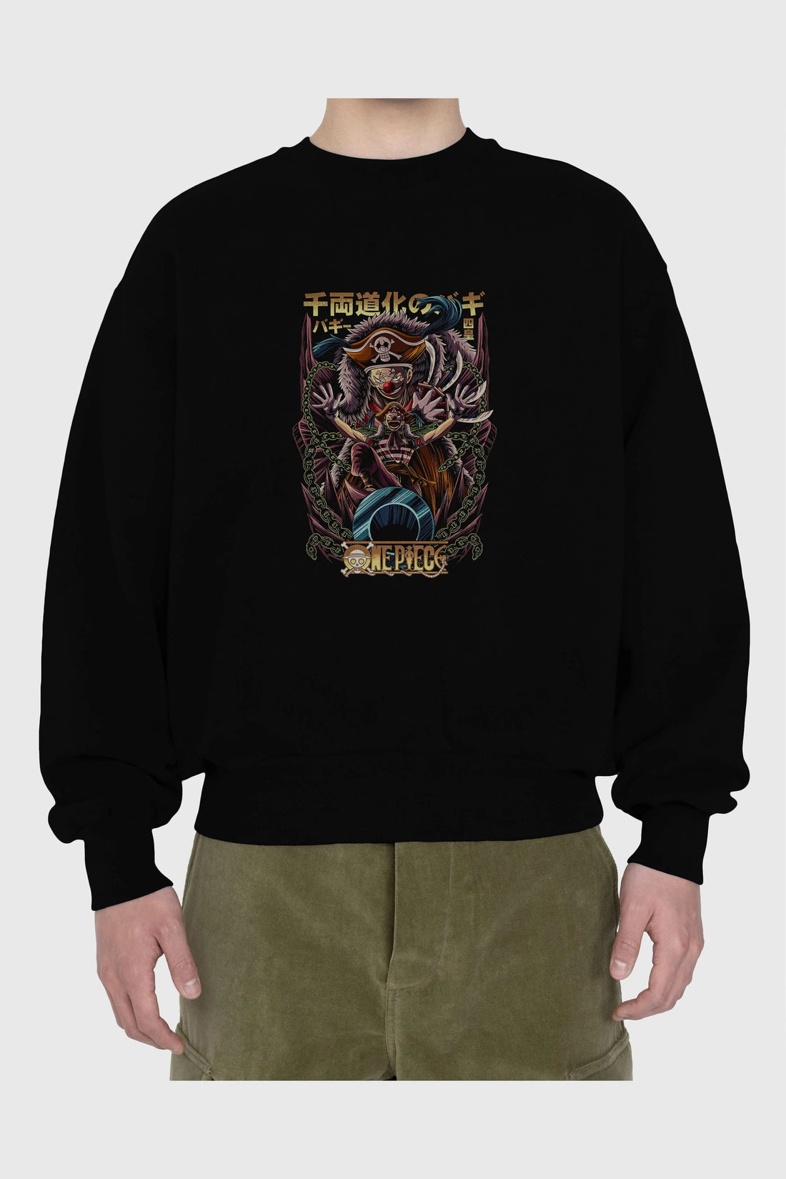 ONE PIECE (5) Anime Ön Baskılı Oversize Sweatshirt Erkek Kadın Unisex