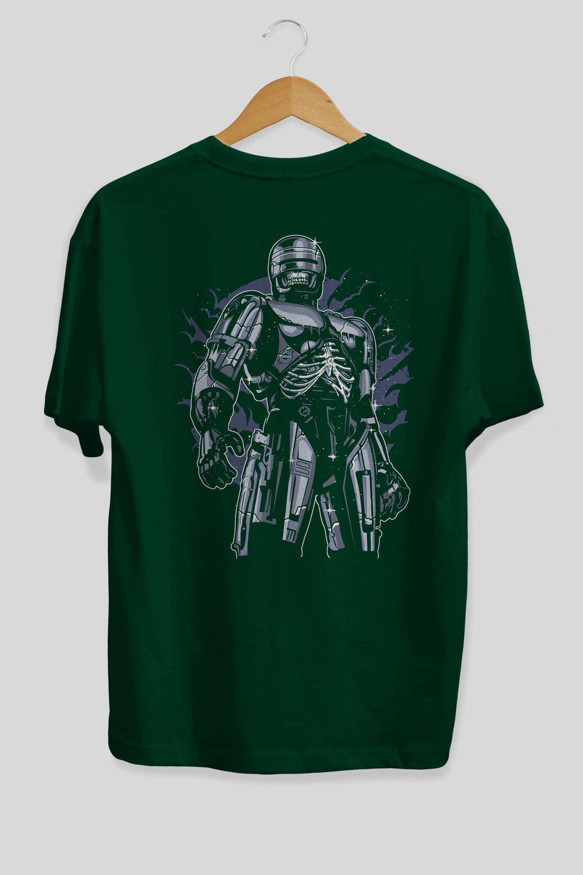 Roboskull Arka Baskılı Oversize t-shirt Erkek Kadın Unisex %100 Pamuk