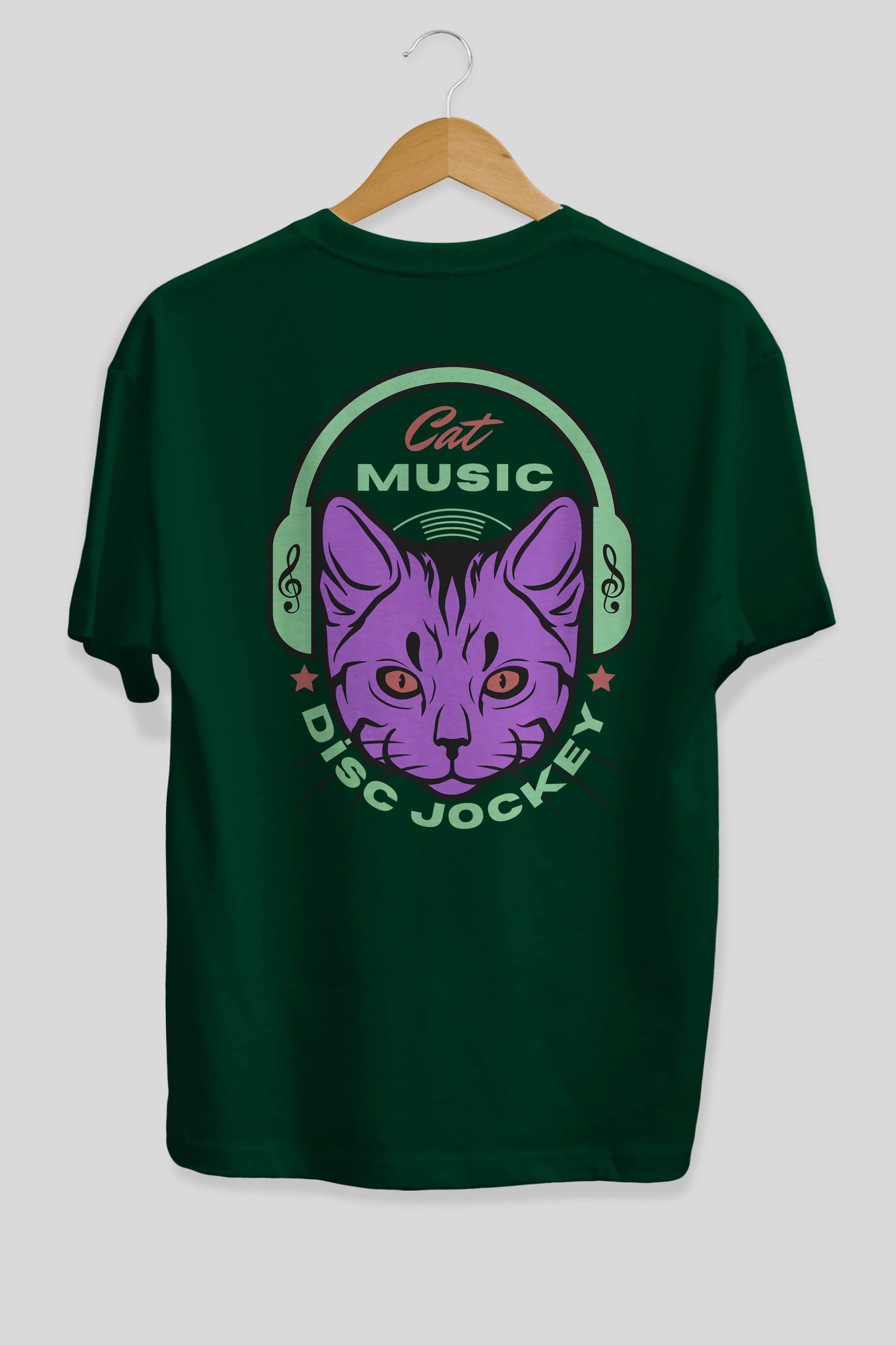 Cat Music Arka Baskılı Oversize t-shirt Erkek Kadın Unisex