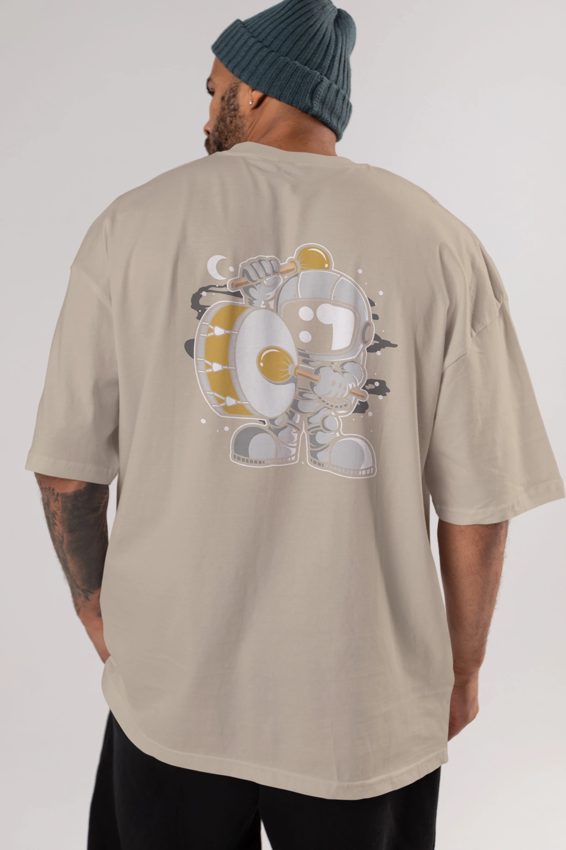Astronaut Marching Band Arka Baskılı Oversize t-shirt Erkek Kadın Unisex